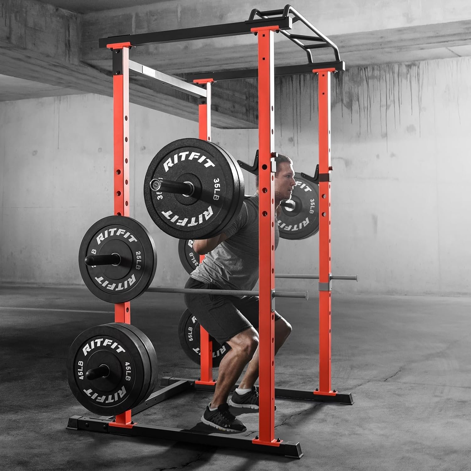 RitFit PPC01 Power Cage 1000LB Capacity and Packages with Optional Basic Power Rack, Weight Bench, Barbell Set with Olympic Barbell, DIY LAT Pull Down Pulley System, for Garage & Home Gym - Image 3