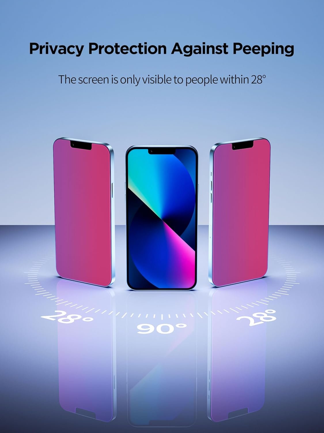 Compatible for iPhone 12/iPhone 12 Pro Privacy Screen Protector Tempered Glass 6.1 Inch, Pink Gradient Anti Spy Anti Blue Light HD Easy Installation - Image 4