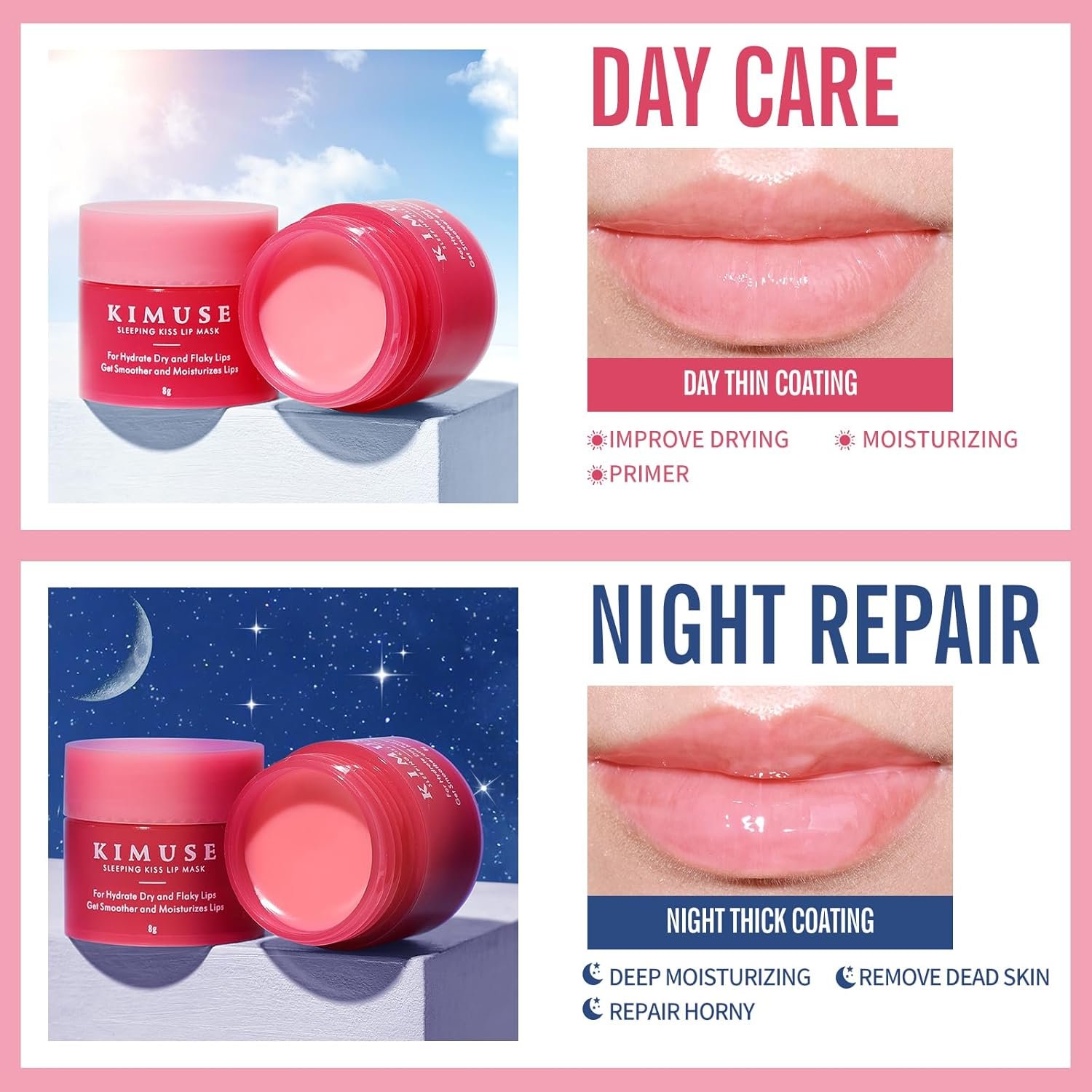 KIMUSE Lip Sleeping Mask Set - Overnight Treatment Lip Care Products | Moisturize & Nourish, Cracked Dry Lips, Intense Hydration with Shea Butter (Colorful Berries) - Image 6