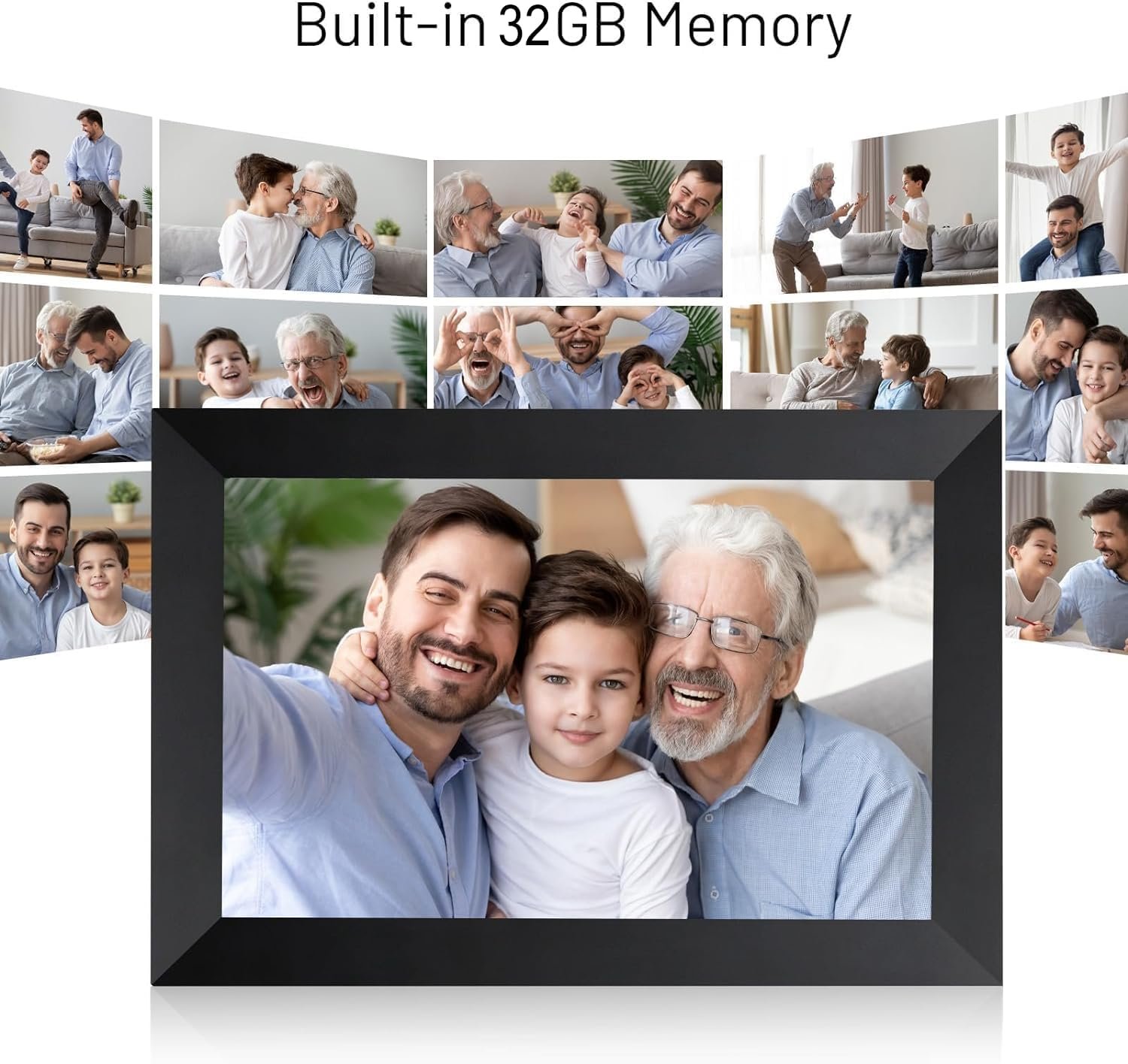 AEEZO 10.1 Inch WiFi Digital Picture Frame, IPS Touch Screen Smart Cloud Photo Frame with 32GB Storage, Auto-Rotate Easy Setup to Share Photos or Videos via AiMOR APP, Wall Mountable Black - Image 6