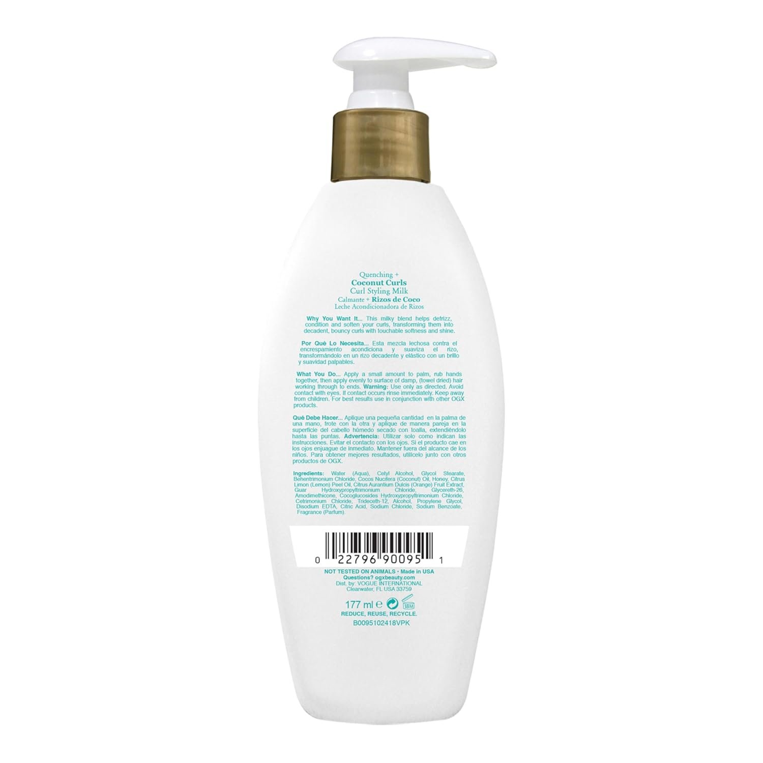 OGX Quenching + Coconut Curls Frizz-Defying Styling Milk, Nourishing Leave-In Hair Treatment with Coconut, Citrus Oil & Honey, Paraben-Free and Sulfated-Surfactants Free, 6 fl oz - Image 10