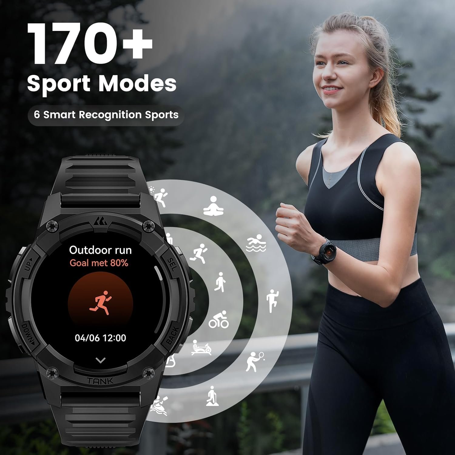 KOSPET Tank S2 Smart Watch for Men Women GPS, 5ATM Waterproof, Pressure/Altitude/Compass, 1.32" AMOLED Display Fitness Tracker(Answer/Make Call), AI Voice Assistant, 24H Sleep/Hear Rate Monitor - Image 6