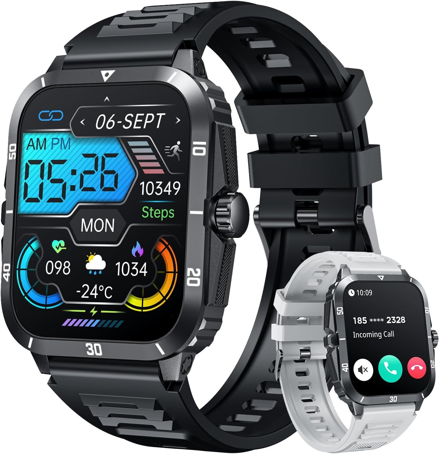 Smartwatch for Men Android iOS Phones: Smart Watch Fitness Tracker 2.0" Full Touchscreen with Answer/Make call Waterproof Blood Pressure Heart Rate Sport Pedometer Sleep Digital Step Activity Monitor - Image 2