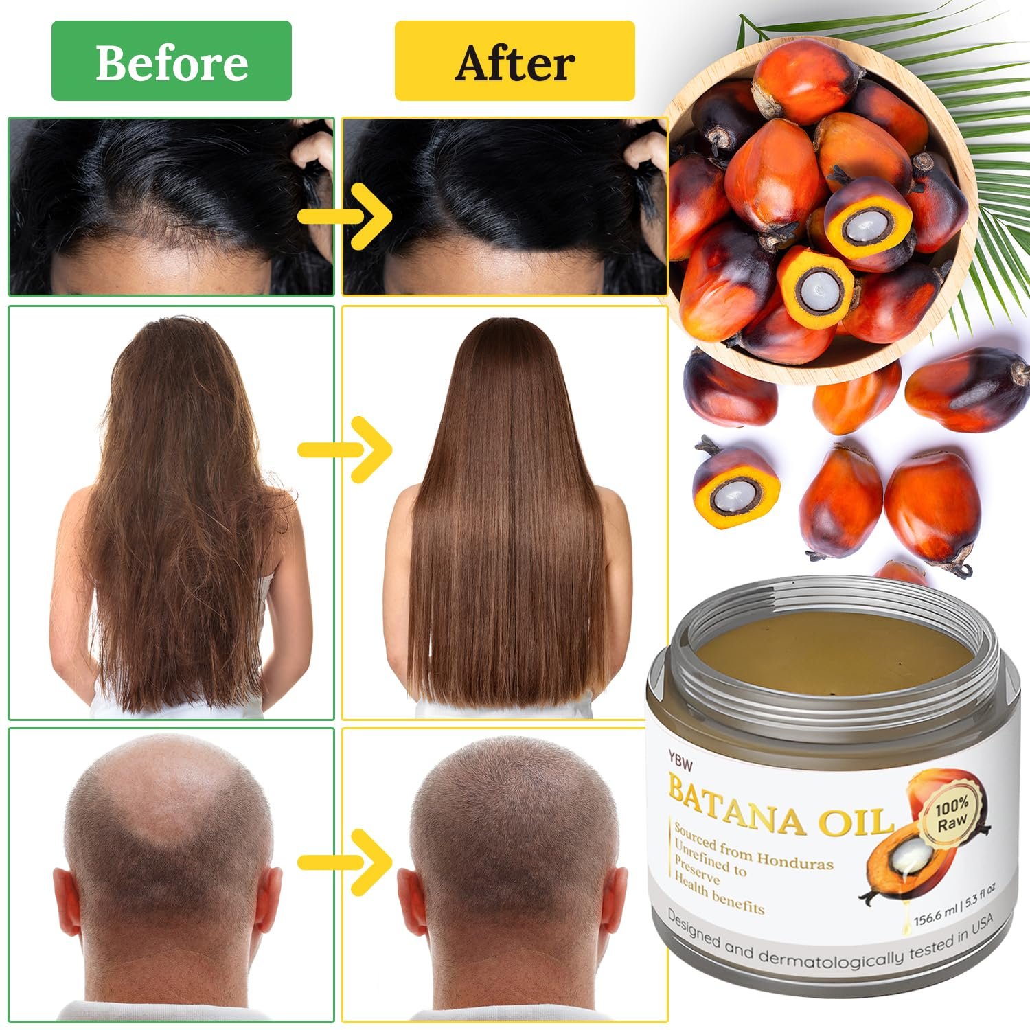 Dr. Sebi 100% Natural, Unrefined and Organic Batana Oil from Honduras for Hair Growth - Enhances Hair Thickness, Prevents Loss for Men & Women - Image 5