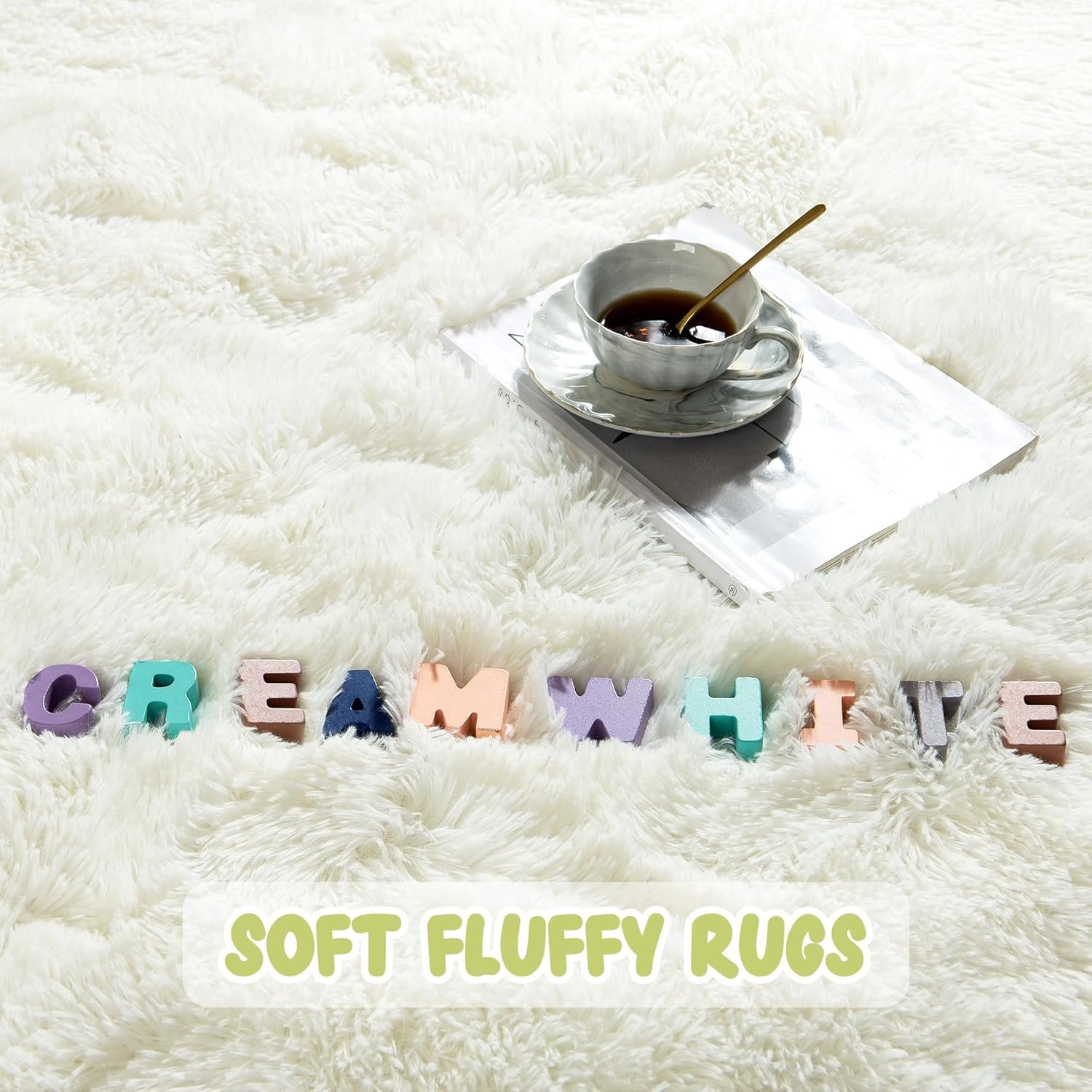 Rostyle Fluffy Cream White 6x9 Area Rugs for Living Room,Large Living Room Carpet,Big Shaggy Rugs for Bedroom,Thick Fuzzy Dorm Rug,Soft Indoor Floor Rug for Kids Room Decor Aesthetic - Image 7