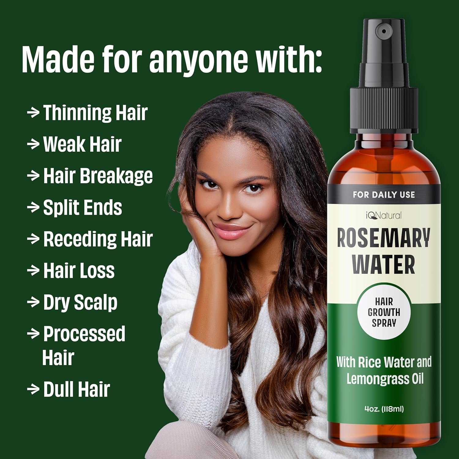 NEW Rosemary Water Spray for Hair Growth Spray, Rosemary Spray for Hair, Rosemary Root Enhancer, Rosemary Oil Spray - Strengthen, Moisturize, Thicken - Rosemary Water for Hair Health - 4oz - Image 6