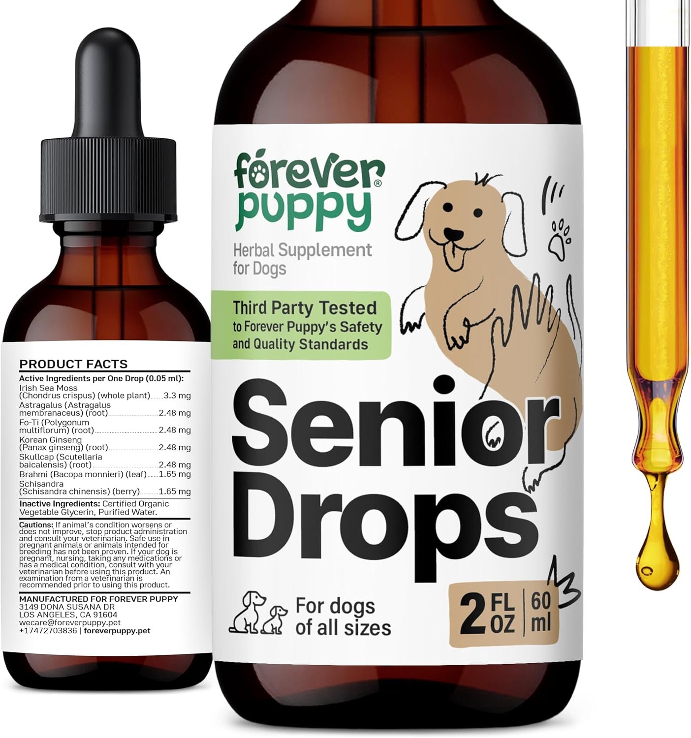 Senior Dogs Drops - Thyroid, Immune & Brain Support Complex for Elderly Dogs of All Breeds & Sizes - Vitamins and Supplements for Older Dogs - Senior Dog Food Supplements - 2 oz - Image 2
