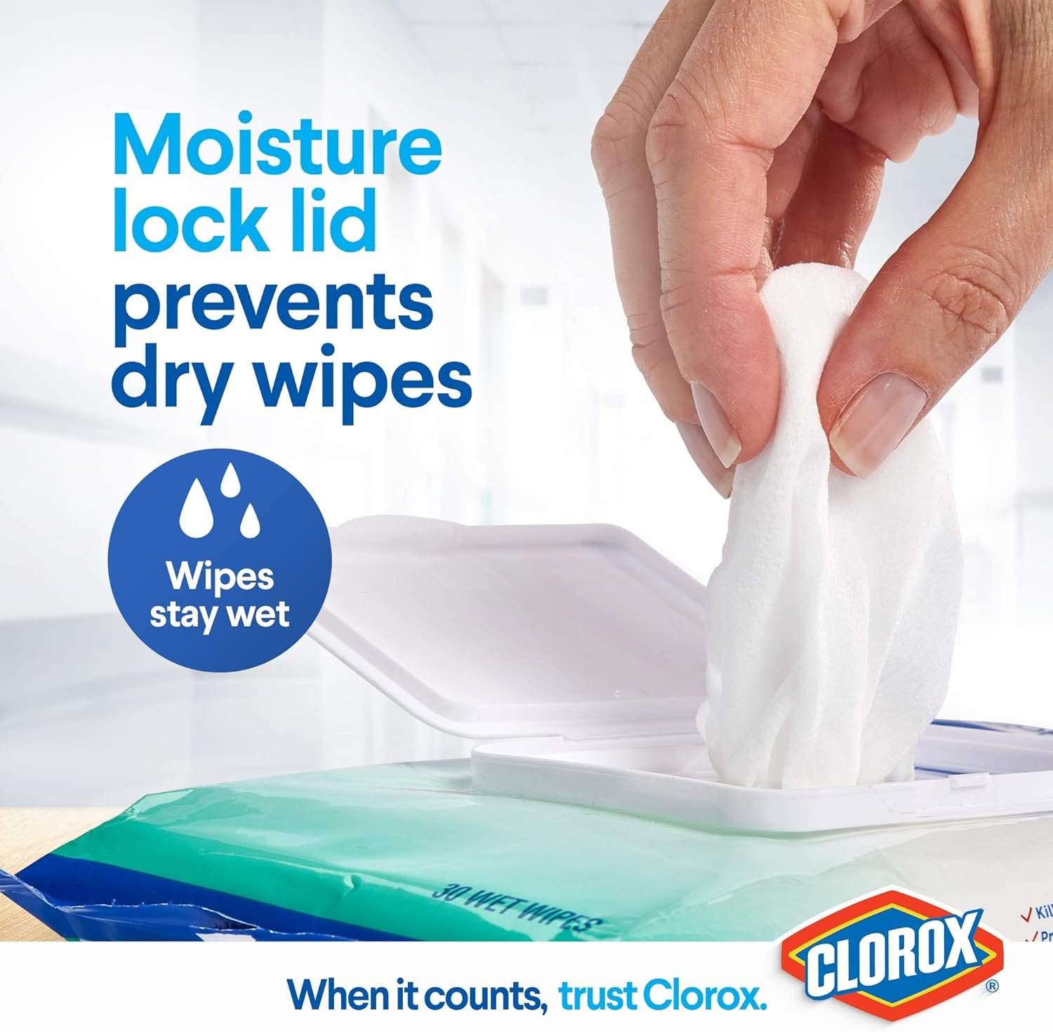 Clorox Expert Disinfecting Antibacterial Wipes, Fresh Scent, 30 Wipes x 12 Packs (Total 360 Wipes) - Image 8