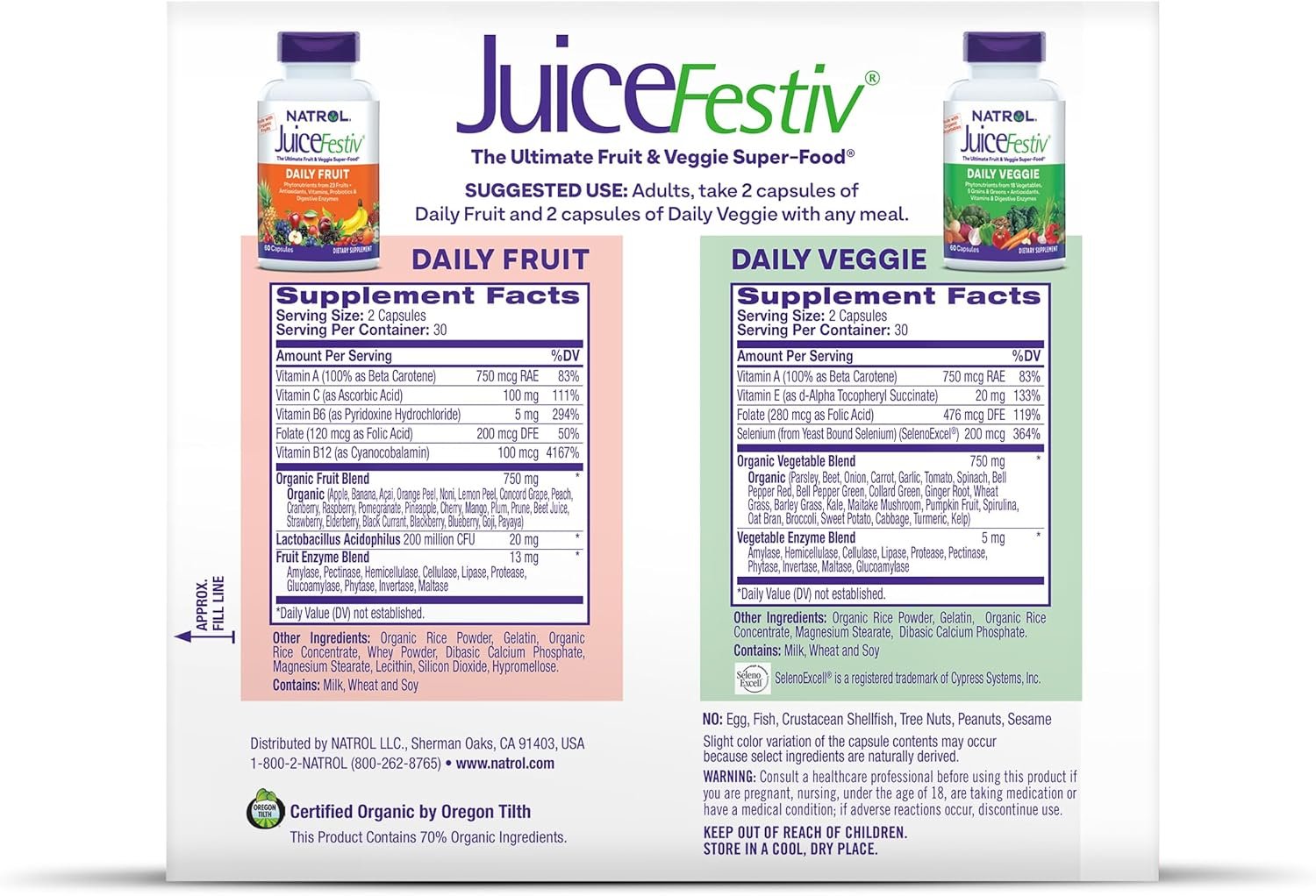 Natrol JuiceFestiv Pack, Daily Fruit and Veggie Capsules, Dietary Supplement Supports Balanced Nutrition, 120 Count, Pack of 2 - Image 8
