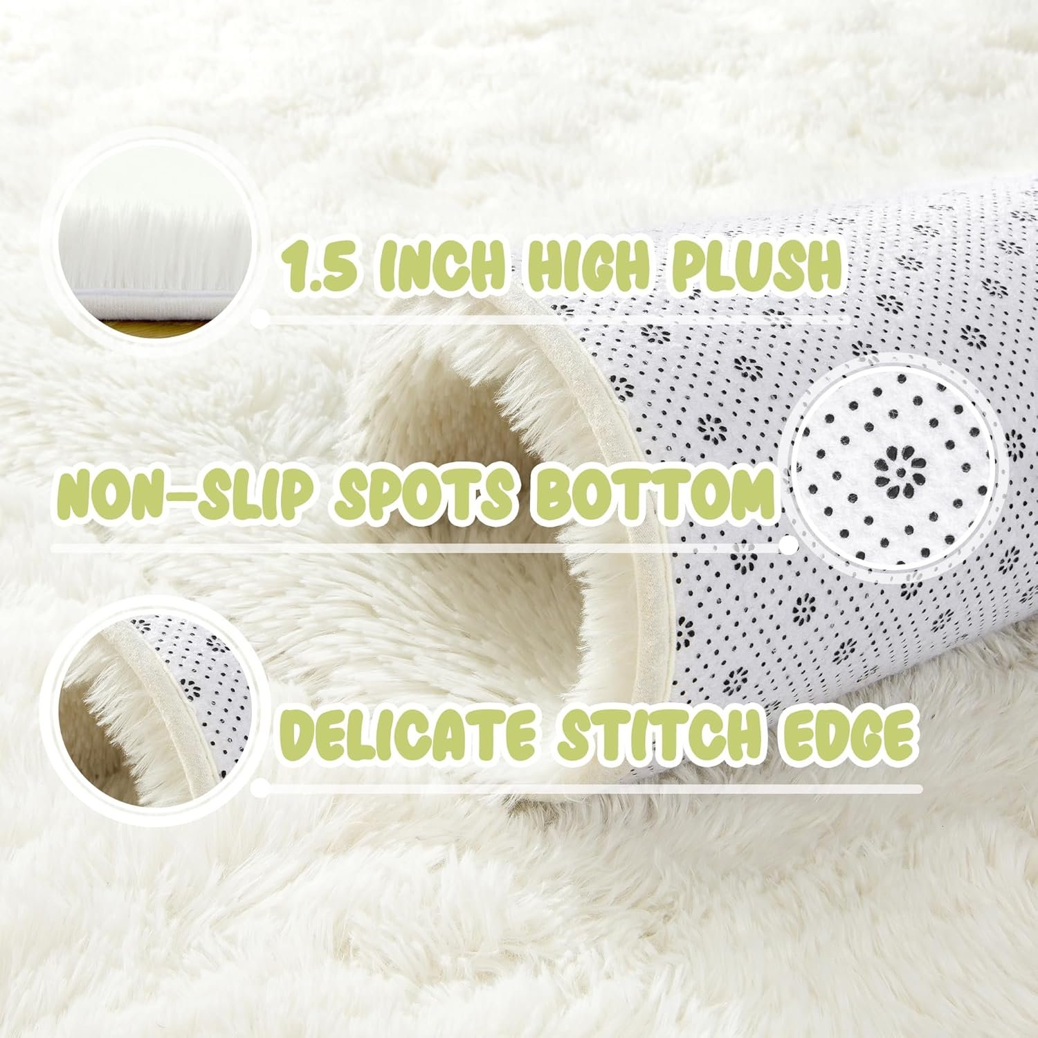 Rostyle Fluffy Cream White 6x9 Area Rugs for Living Room,Large Living Room Carpet,Big Shaggy Rugs for Bedroom,Thick Fuzzy Dorm Rug,Soft Indoor Floor Rug for Kids Room Decor Aesthetic - Image 6