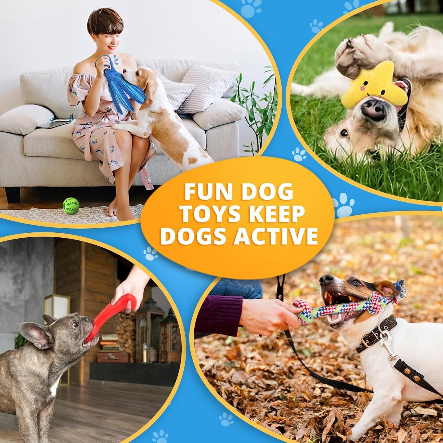 Puppy Toys 8 Pack for Small Dogs, Luxury Christmas Dog Chew Toys with Squeaky Plush Toys, Rope Toys and Ball, Teething Toys for Puppy Supplies (Blue) - Image 8