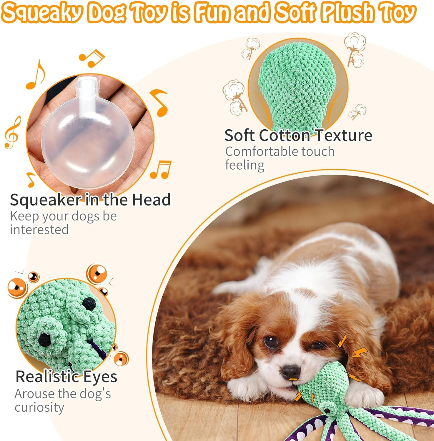 Squeaky Dog Toys for Large Dogs: Plush Dog Toys with Soft Fabric - Pet Toys for Small, Medium, and Large Dogs - Puppy Toys to Keep Them Busy - Image 4