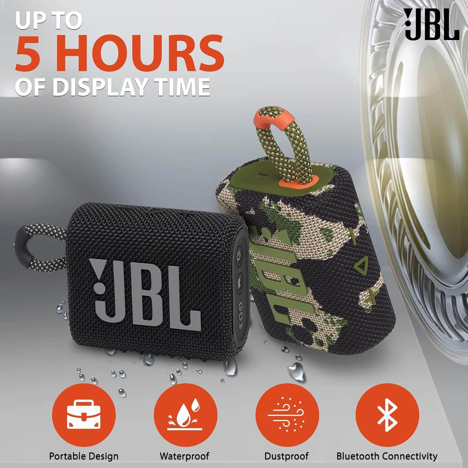Boomph On-The-Go Kit: JBL Go 3 Portable Bluetooth Wireless Speaker, IP67 Waterproof and Dustproof Built-in Battery - Blue - Image 5