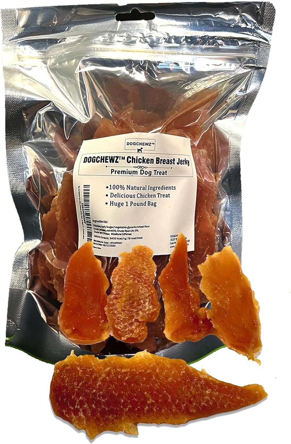 DOGCHEWZ™ Premium Chicken Breast Tender Jerky for Dogs All Natural Human Grade Dog Chew (1 LB Bag) - Single Ingredient - No Artificial Flavors or Preservatives - Whole Dehydrated Chicken - Image 2