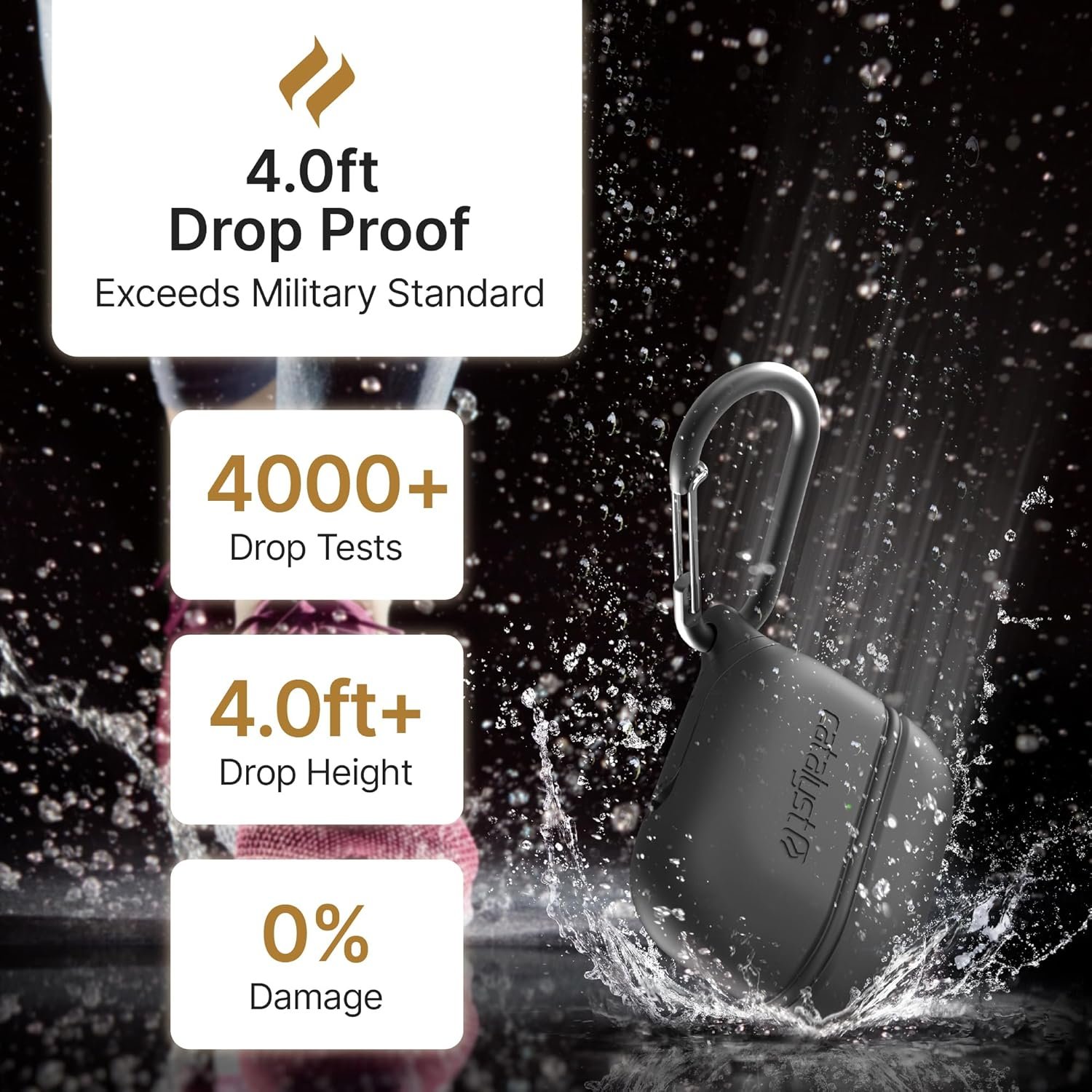 Catalyst Waterproof Case for AirPods Pro 2nd Generation and AirPods Pro 1st Generation - Wireless and USB-C Charging Compatible, One Piece Design, High Drop Protection Case with Carabiner - Image 4