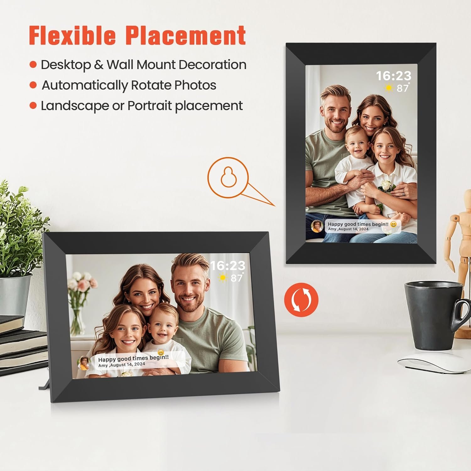 Frameo 10.1 Inch WiFi Digital Picture Frame with 32GB Memory, 1280 x 800 IPS Touch Screen Smart Electronic Photo Frame, Wall Mountable, Auto-Rotate, Share Photos/Videos Via Frameo App from Anywhere - Image 8