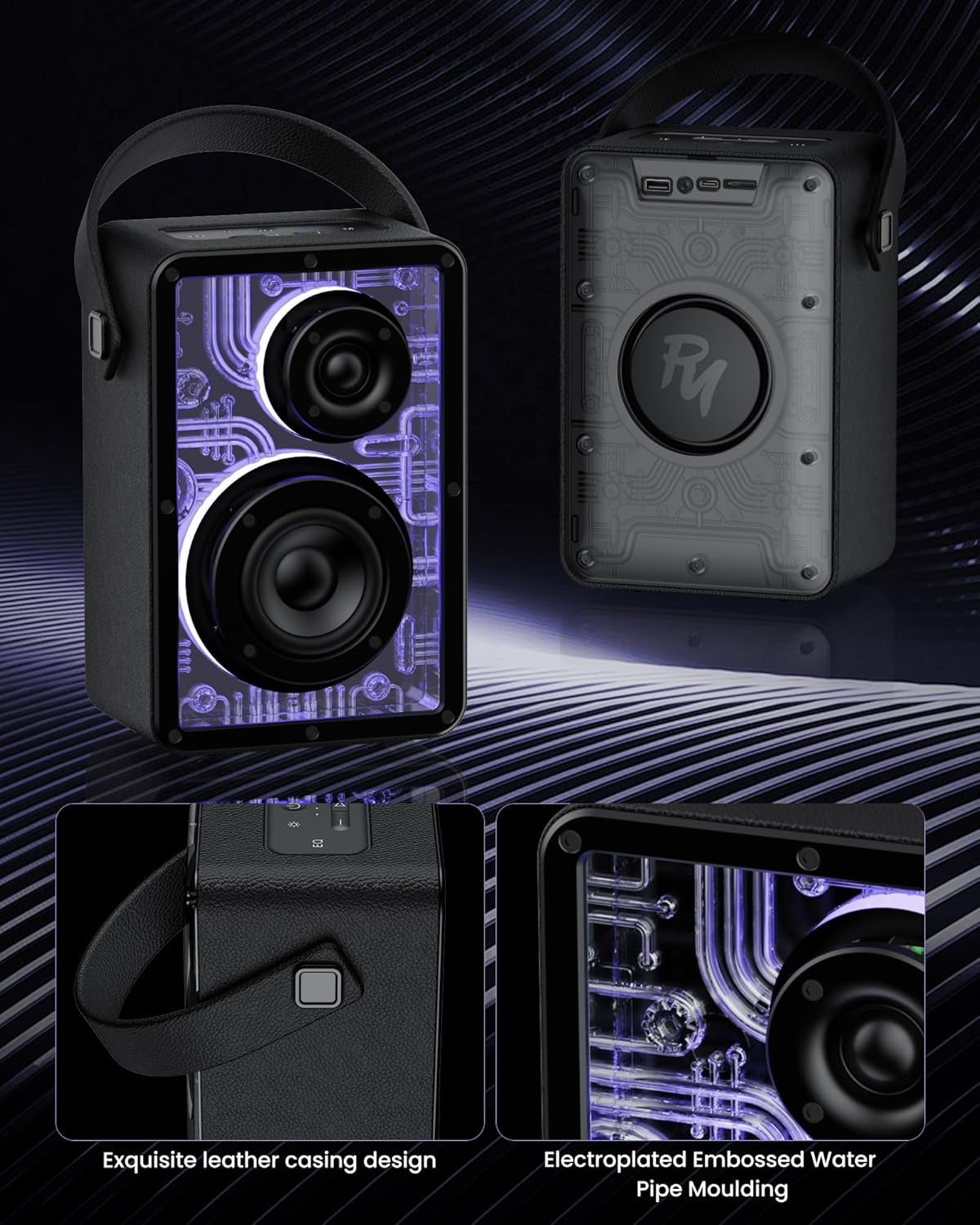 Raymate Bluetooth Speakers Wireless, 80W Bluetooth Speakers with Subwoofer Bluetooth-V5.3, HiFi Stereo Sound, Rhythmic Lighting System, 15H Playtime, 8000mAh Power Bank for Phone, Portable for Outdoor - Image 5