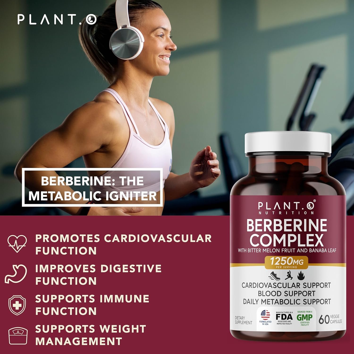 Berberine Supplement - Extra Strength 1250mg Per Serving - Berberine HCI Complex with Bitter Lemon & Banaba Leaf Non-GMO - Immune Support, Antioxidant - 60 Capsules - Image 4