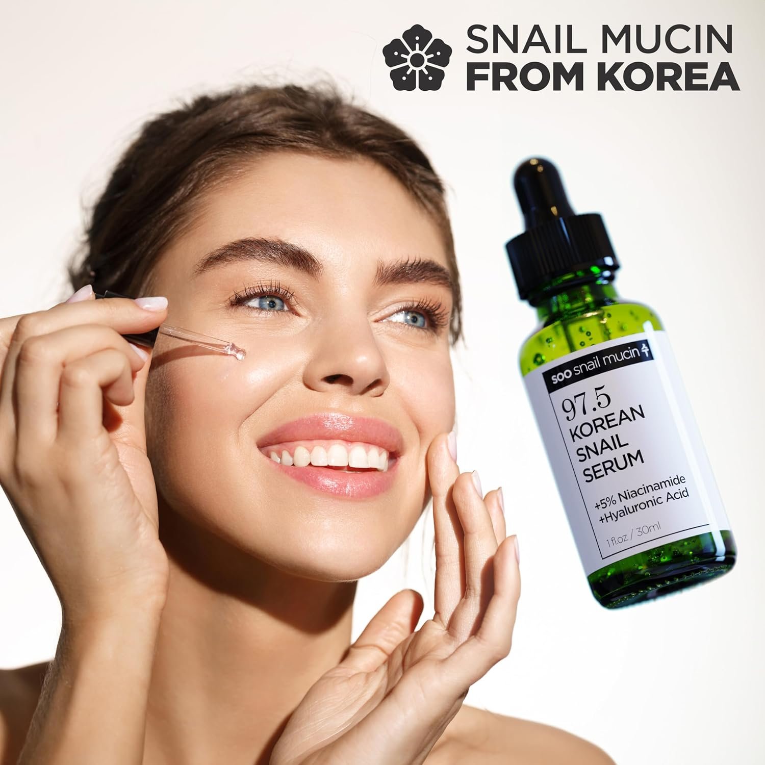 97.5% Snail Mucin Serum - Korean Niacinamide Serum - Glass Skin K Beauty Skincare Routine - Cruelty Free Skin Care for Anti Aging 1oz - Image 3