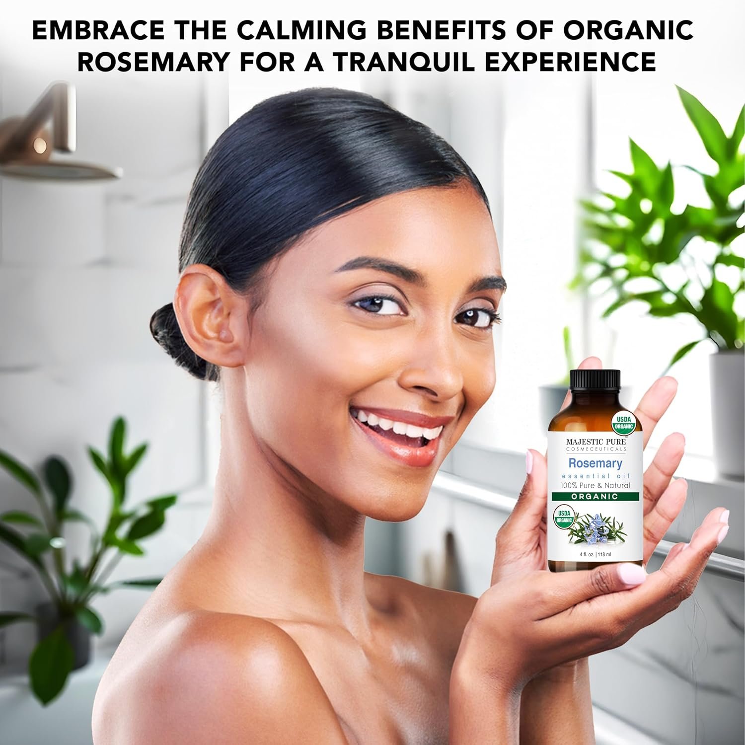 Majestic Pure Organic Rosemary Essential Oil - 100% Pure & Premium Rosemary Oil for Hair Growth, Skin, Face, Aromatherapy & Diffuser - 4 fl oz | Perfect Organic Rosemary Oil for Hair Growth - Image 4