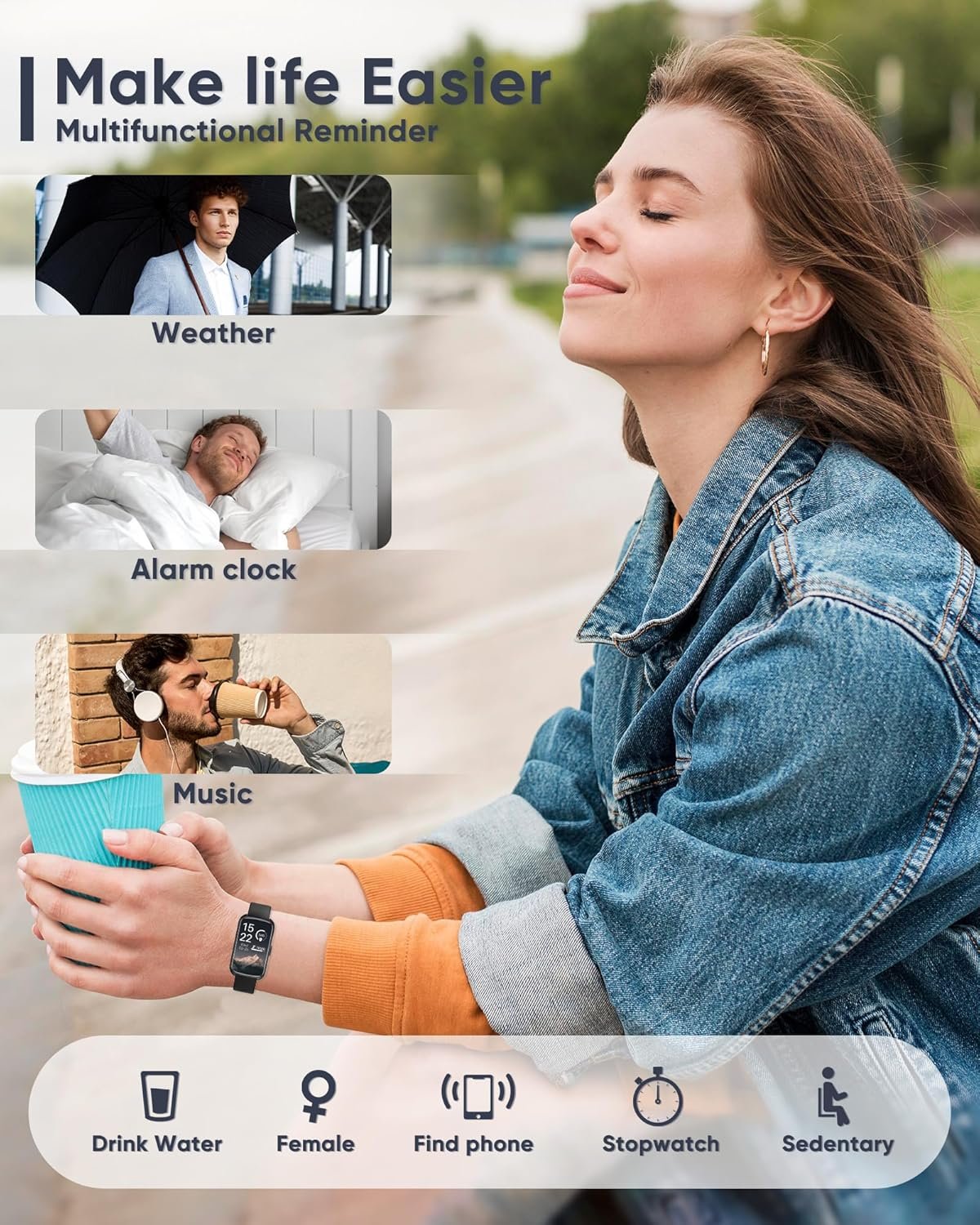 Smart Watch, 1.47" Health Fitness Tracker with 24/7 Heart Rate,Blood Pressure,Blood Oxygen Monitor,Sleep Tracker,Pedometer, IP68 Waterproof Activity Trackers Compatible with Android&iPhone Women Men - Image 7