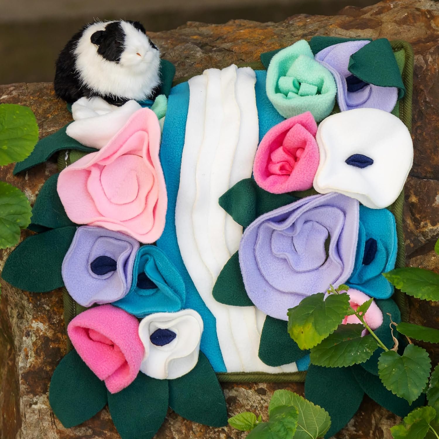 CUSOZWO Small Animal Foraging Mat Toys for Guinea Pig Hedgehog Rabbit Bunny Rat Chinchilla Hamster - Cute Flower Interactive Enrichment Pet Hay Feeders Cage Accessories - Image 6