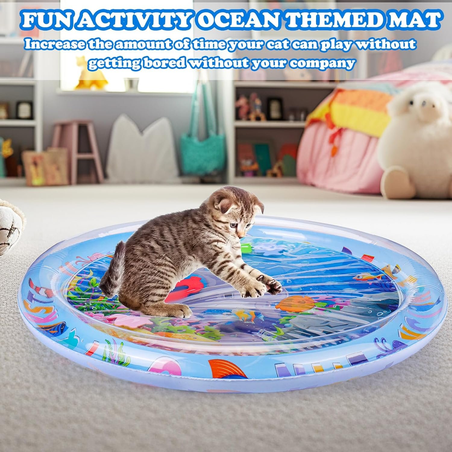 Palksky Cat Water Mat for Cats, Upgraded-Thicken Unbreakable Cat Splash Play Mat, Cat Water Play Mat for Indoor Cats, Interactive Cat Enrichment Toys for Self Play - Image 8