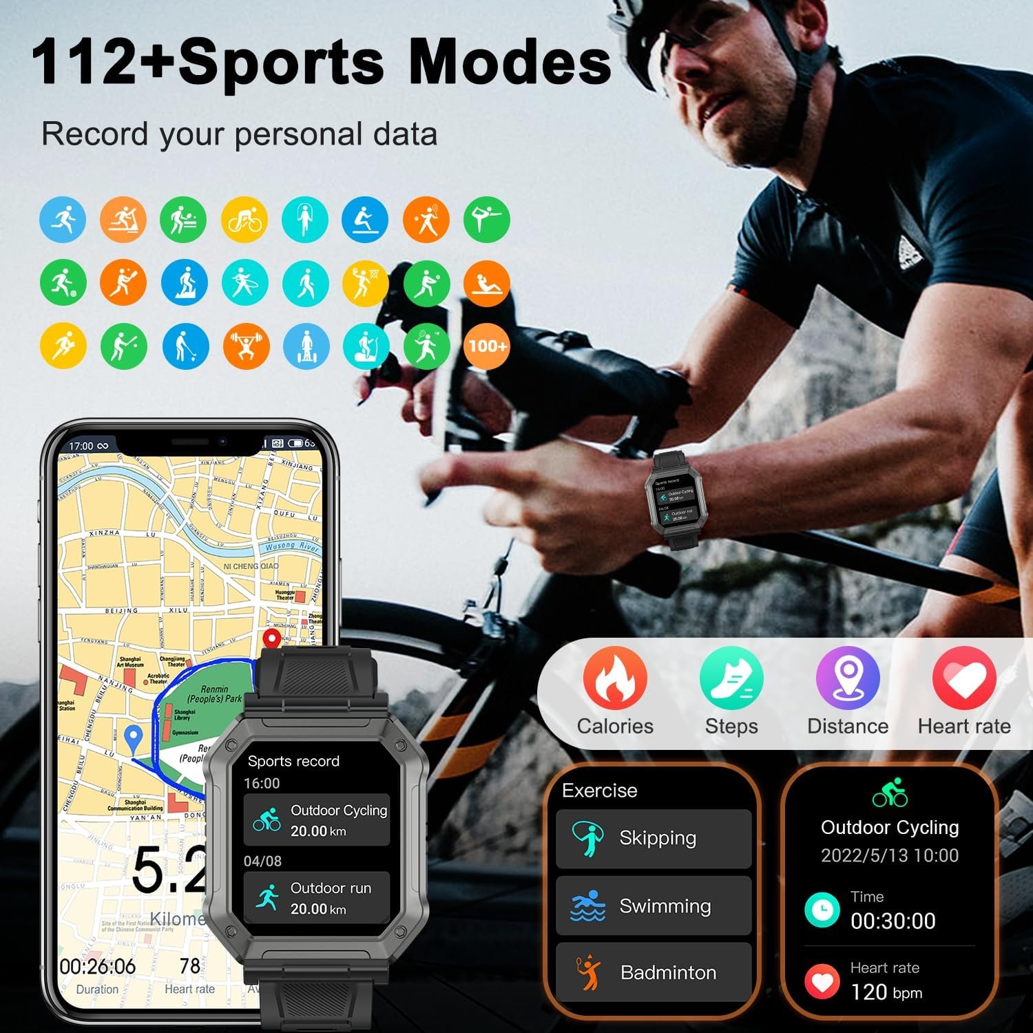 Smart Watch for Men Fitness Tracker: Military Smart Watches for Men Digital Mens Watches Make/Answer Call Running Waterproof Smartwatch Android Phones iPhone Samsung Compatible Heart Rate Monitor - Image 5