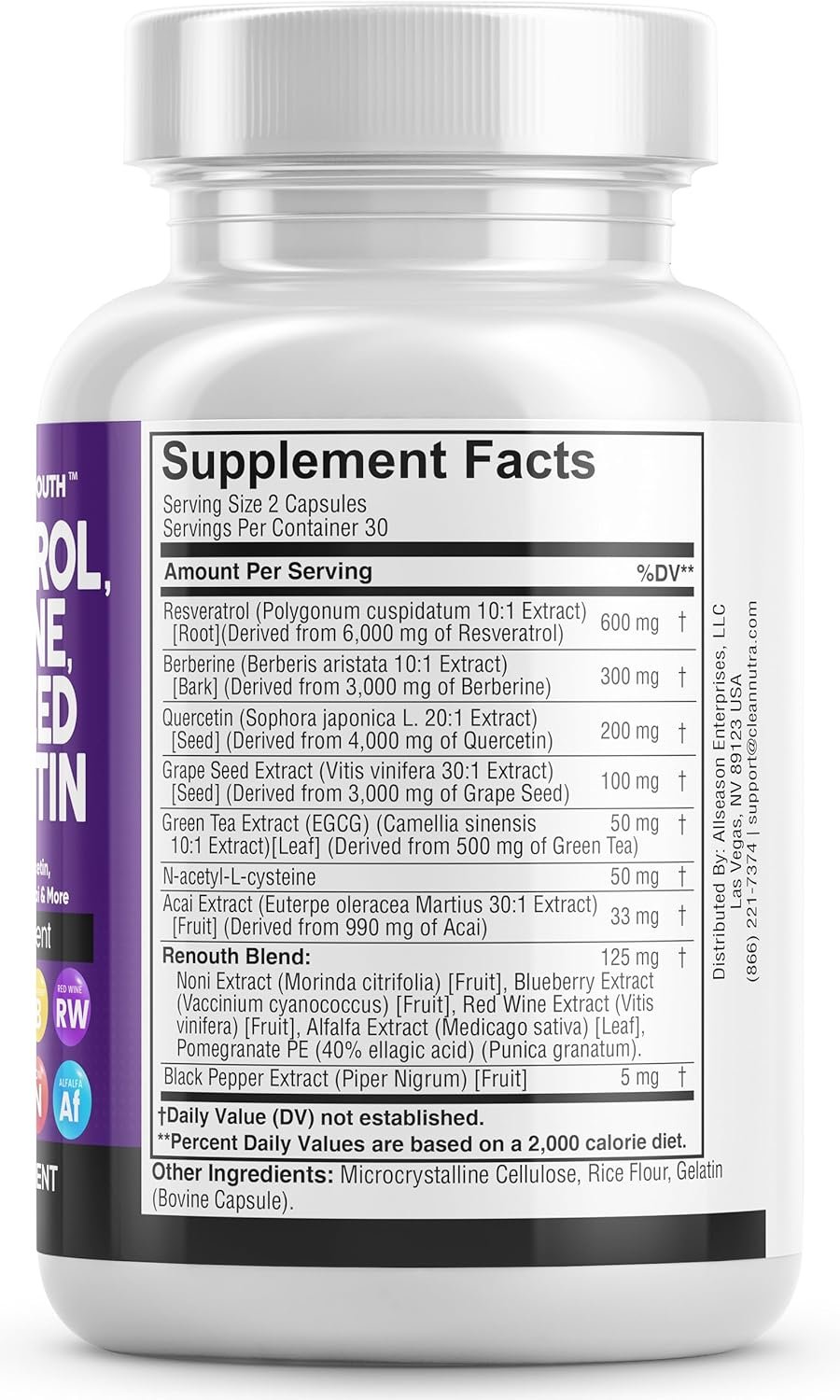 Resveratrol 6000mg Berberine 3000mg Grape Seed Extract 3000mg Quercetin 4000mg Green Tea Extract - Polyphenol Supplement for Women and Men with N-Acetyl Cysteine, Acai Extract - 60 Capsules - Image 5