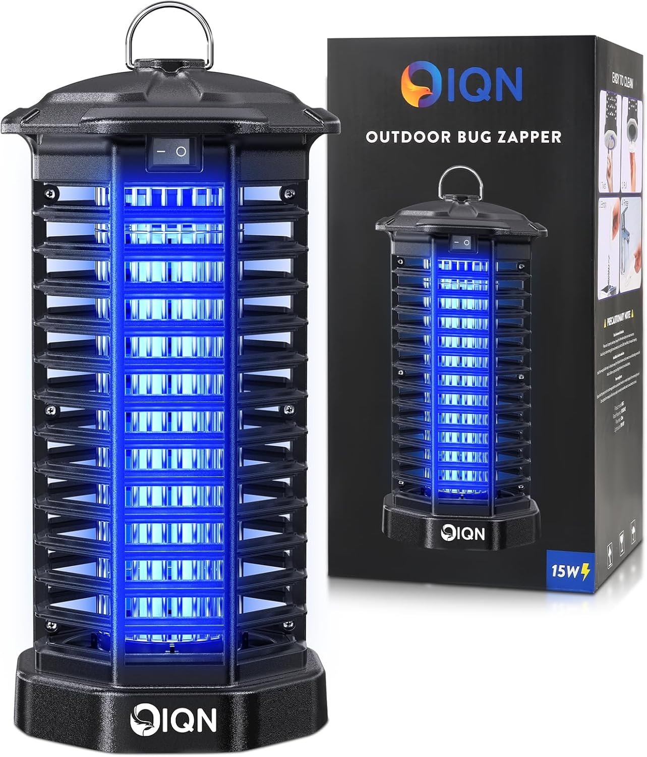 Bug Zapper Outdoor, Plug in Electric Mosquito Fly Zapper w/ 15W Light & 4200V Grid & on/Off Switch, Mosquito Traps & Killer for Indoor, Kitchen, Patio, Backyard and More (Black) - Image 8