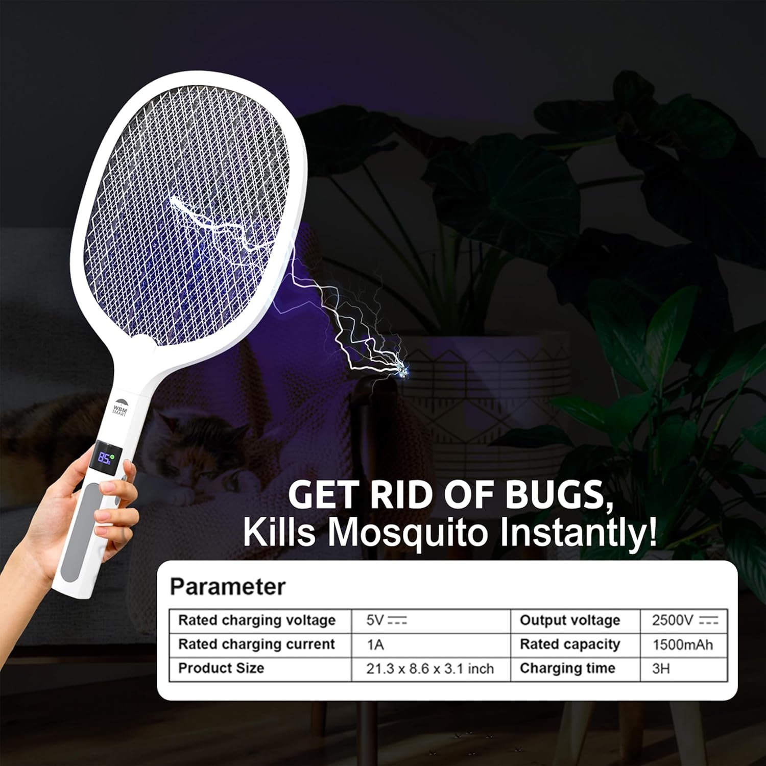 2 in 1 Electric Bug Zapper, Mosquitoes Trap Lamp & Racket, USB Rechargeable Electric Fly Swatter for Home and Outdoor Powerful Grid 3-Layer Safety Mesh Safe to Touch - Image 9