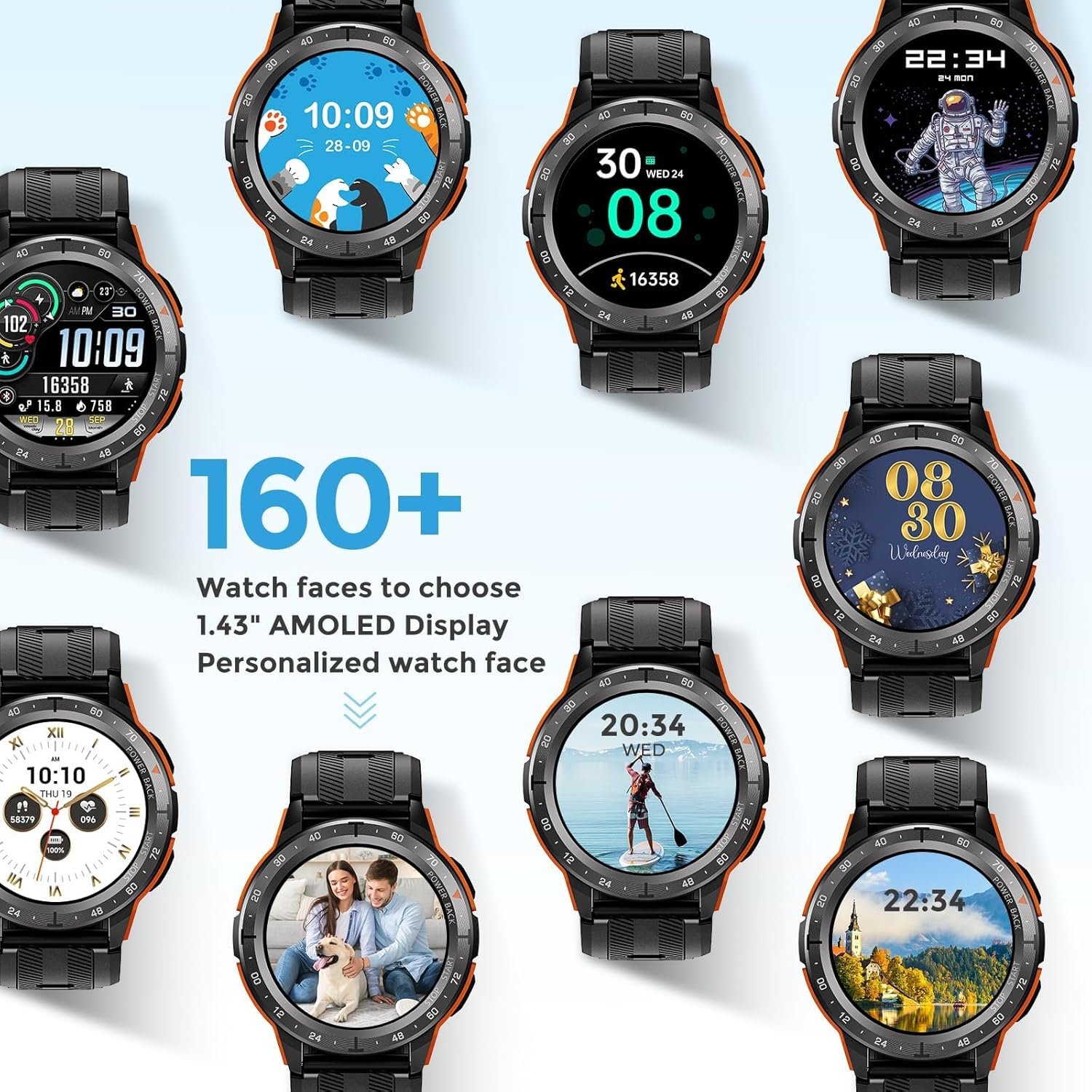 VIRAN Military Smart Watch for Men Women (Answer/Make Calls), 35 Days Long Battery, IP68 Waterproof 1.43’’ AMOLED Fitness Tracker, 100+ Sport Modes Fitness Watch with SpO2/Sleep/Heart Rate Monitor - Image 8