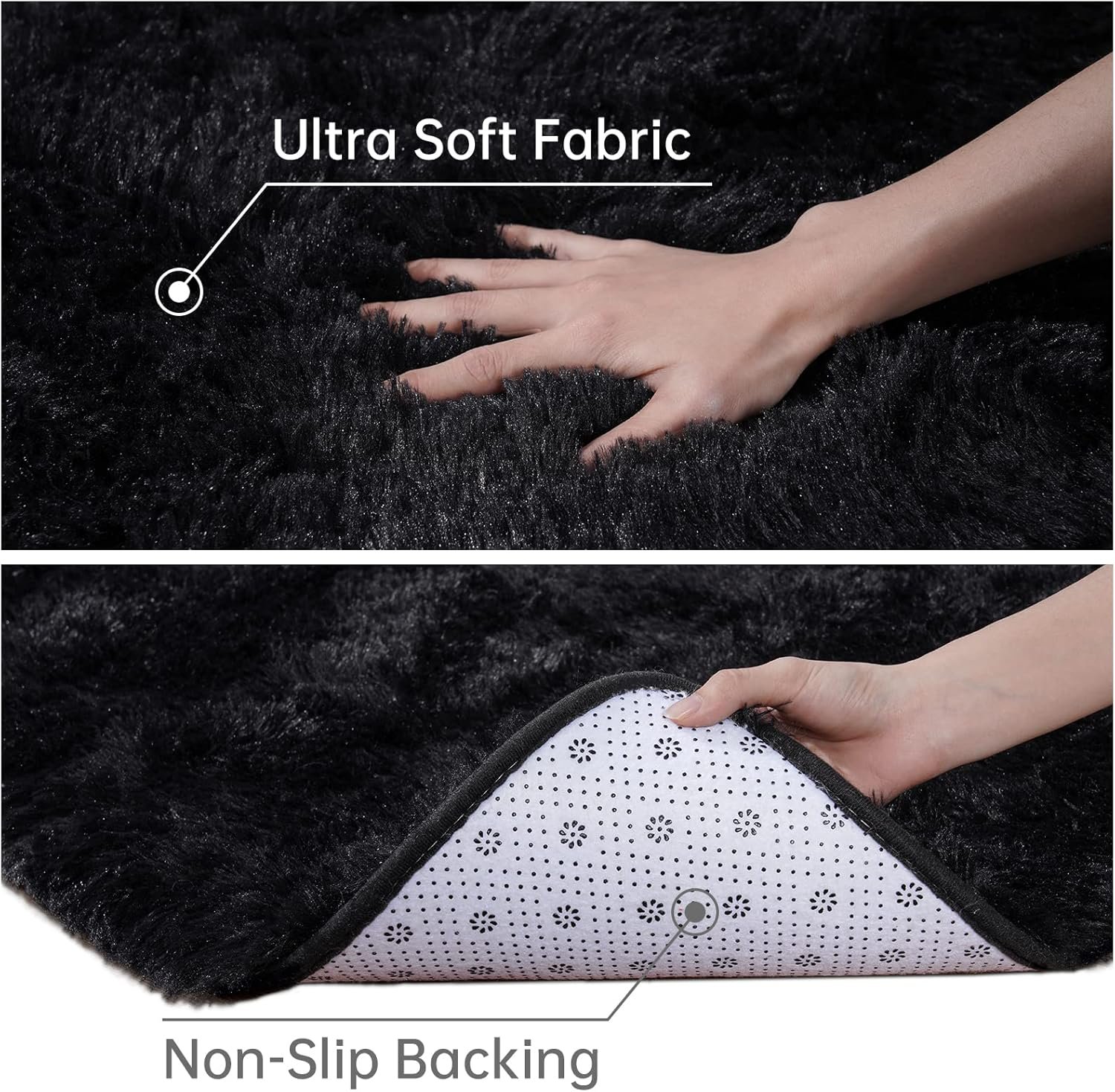 Toneed Fluffy Area Rug for Bedroom Living Room, 5 x 8 Feet Black Shaggy Rug Super Soft Modern Indoor Rug Fuzzy Plush Carpet for Dorm Nursery Kids Room Home Decorative - Image 8