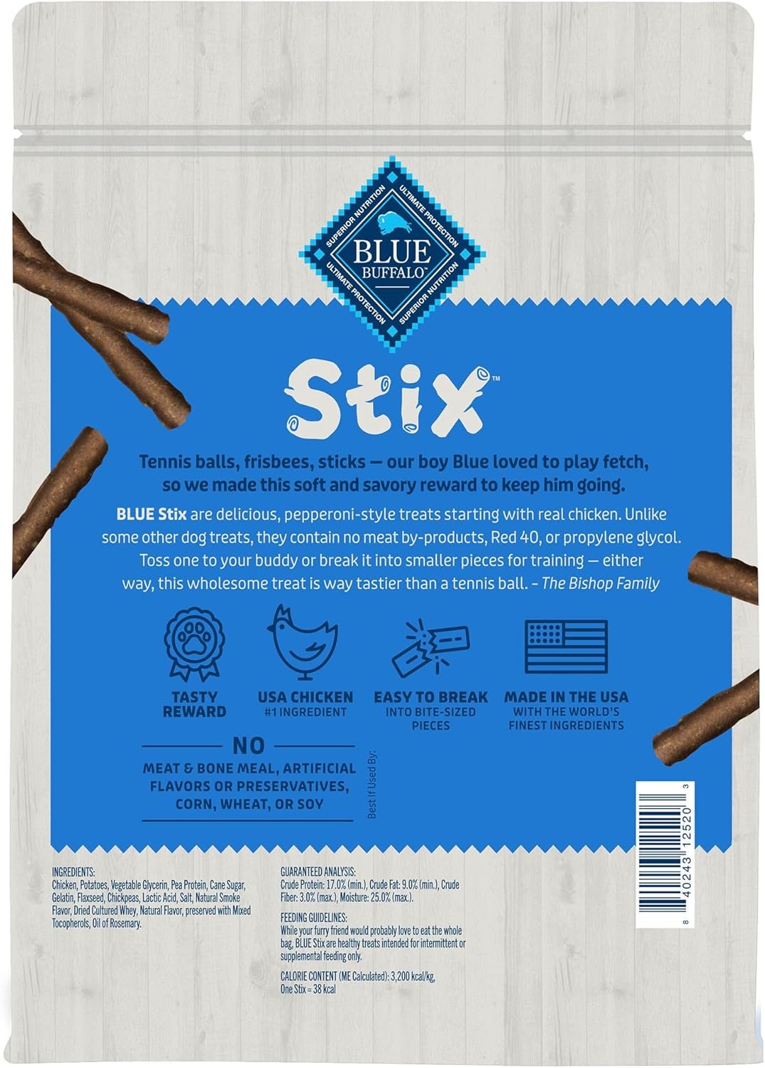 Blue Buffalo Stix Pepperoni-style Dog Treats Made with Natural Ingredients, Chicken Recipe, 24-oz. Bag - Image 3