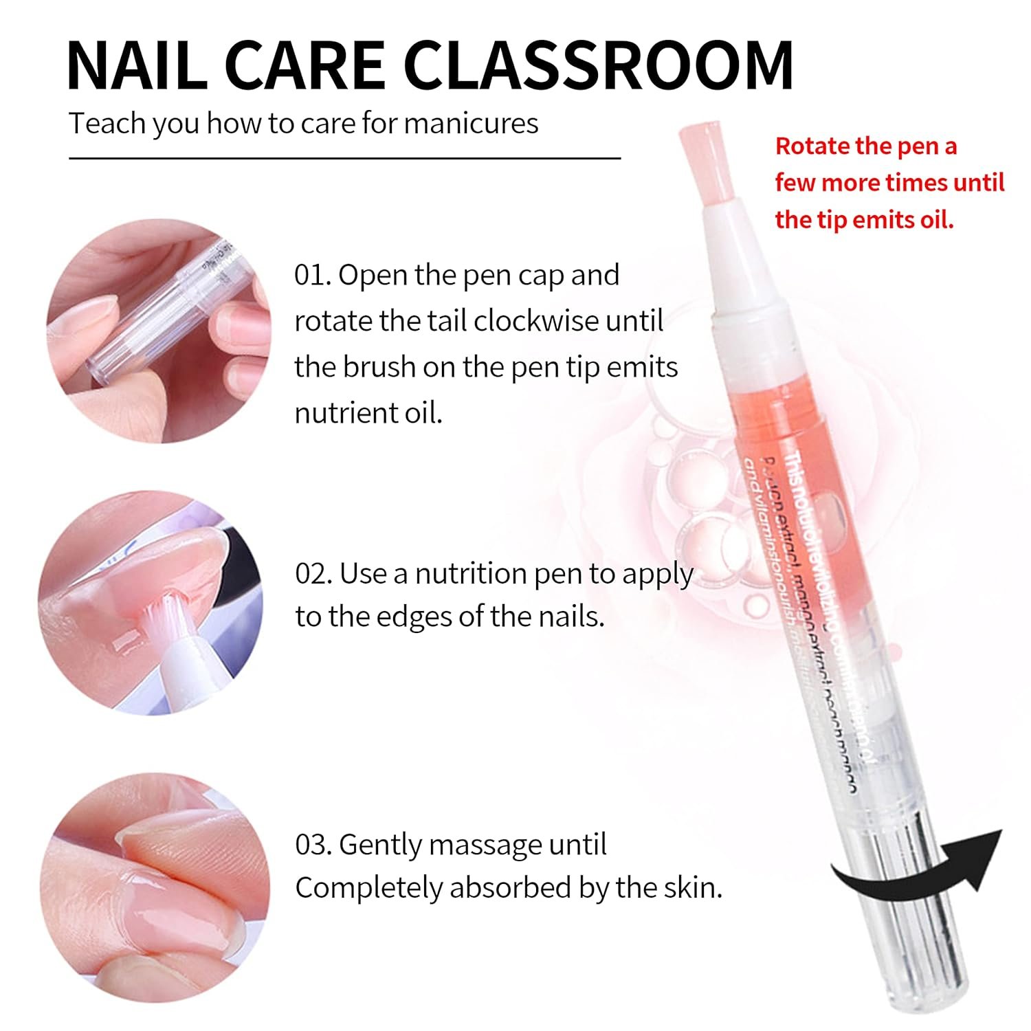 Nail Cuticle Oil Pen, Nail Oil Pen Nourishment Polish with Vitamins Moisturized Nail Oil Cuticle Pen for Dry Damaged Cuticles (14 pcs) - Image 4