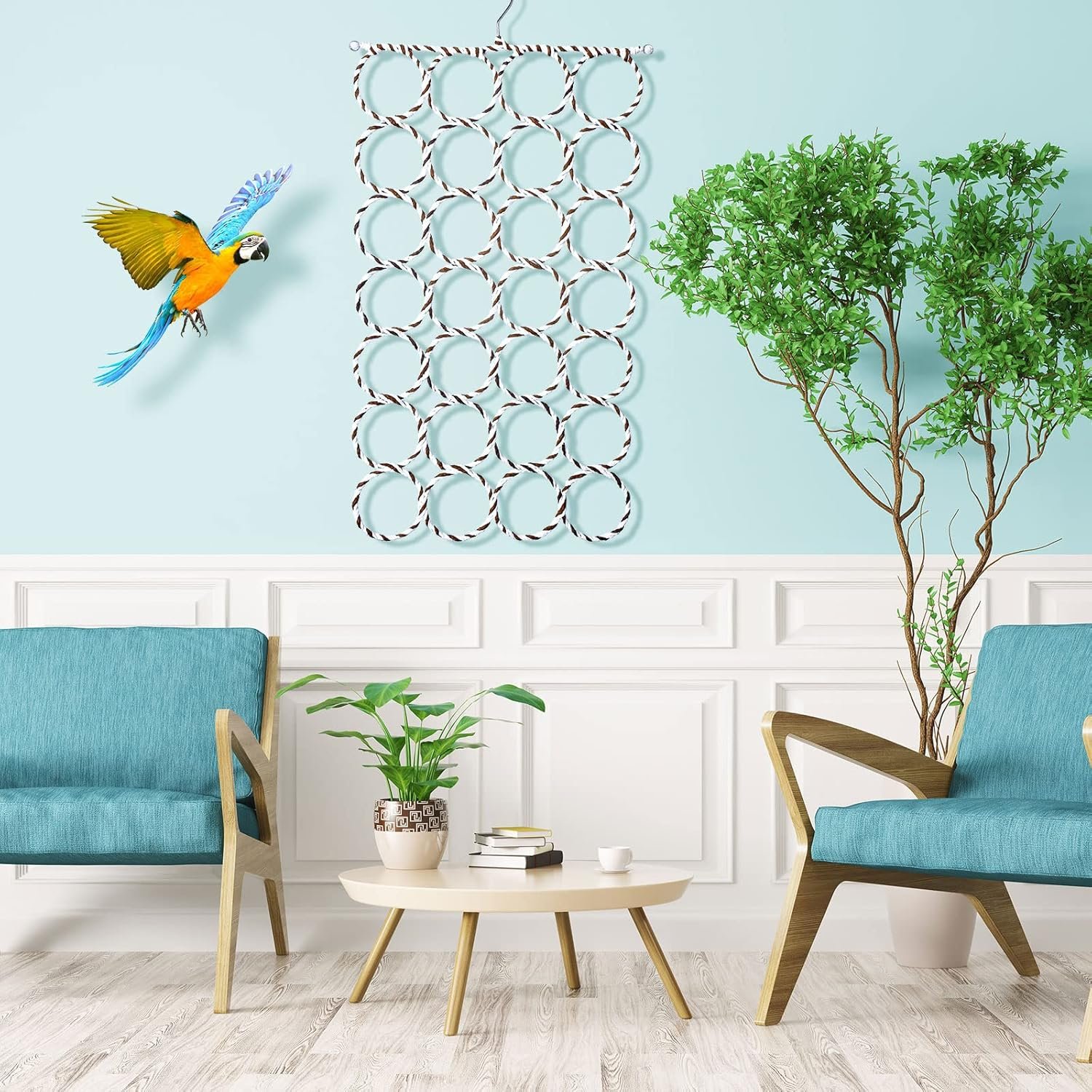 Hoolerry 3 Pieces Bird Rat Climbing Rope Net Toy for Cage Bird Rope Perch Swing, Ladder Rope Bridge Hanging Hammock, Small Animal Activity Toy for Gerbil, Mouse, Mice, Parrot, Bird - Image 8