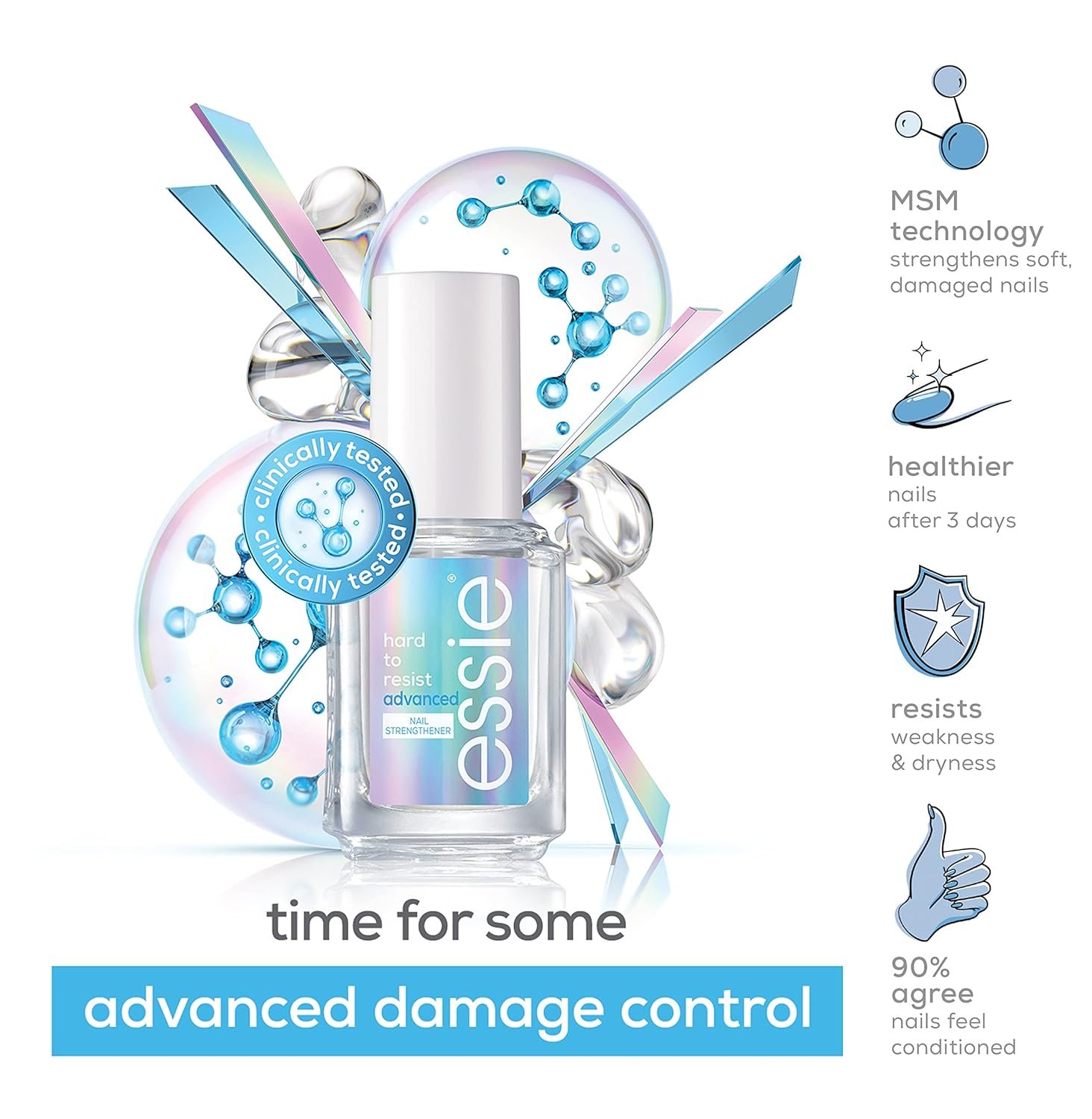 essie nail care, strengthener treatment, vegan, Hard To Resist Advanced, 0.46 fl oz - Image 4