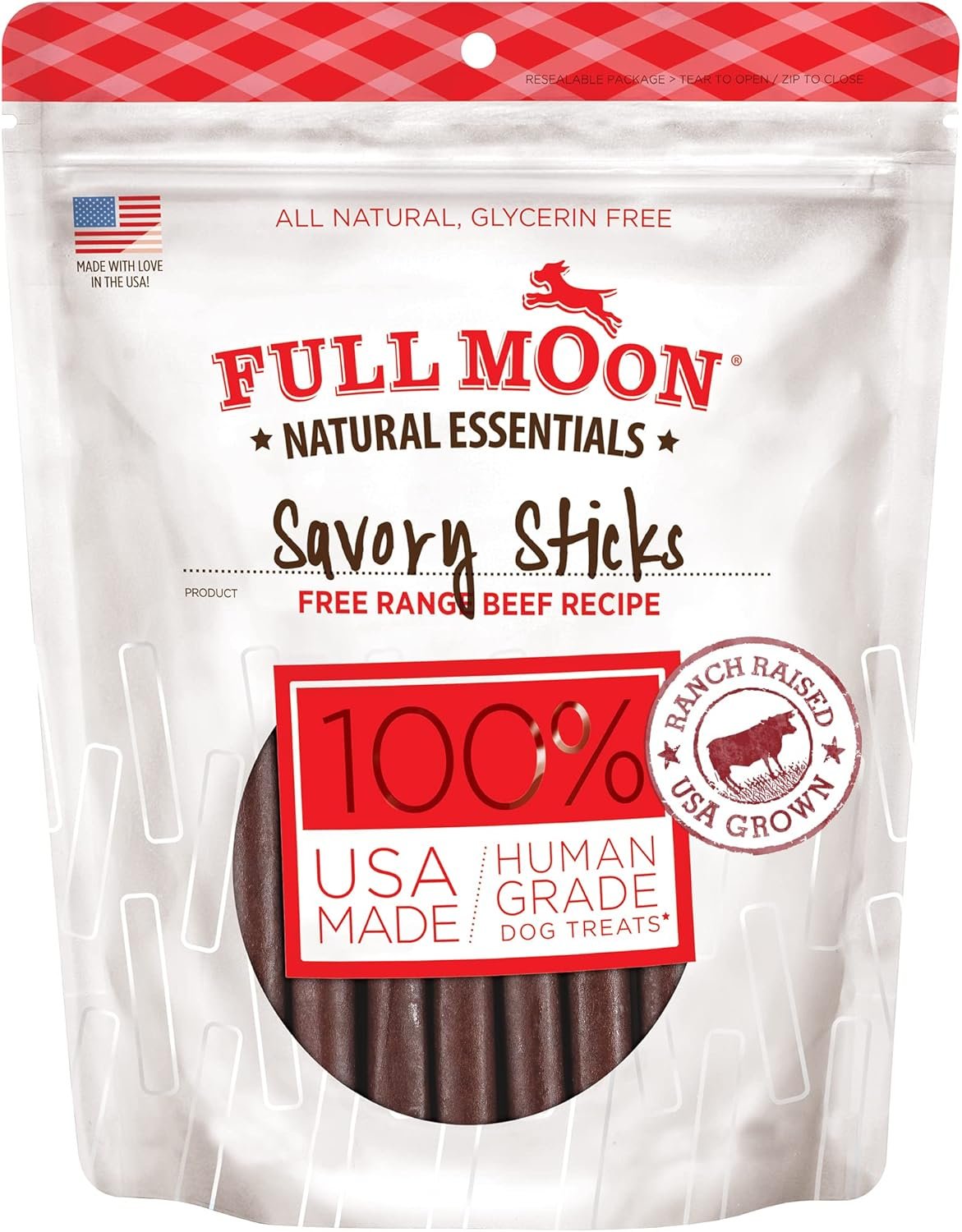 Full Moon All Natural Human Grade Dog Treats, Essential Beef Savory Sticks, 22 Ounce, 1.375 Pound (Pack of 1) - Image 2