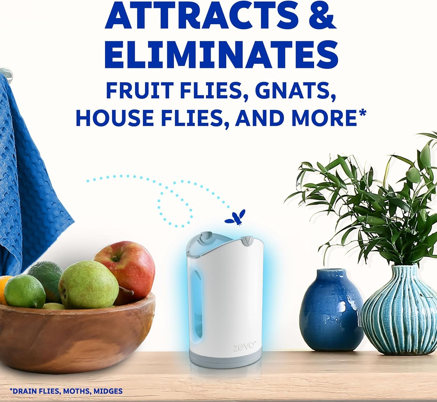 Zevo MAX Flying Insect Trap, Fly Trap Captures Houseflies, Fruit Flies, and Gnats (1 Plug-in Base + 2 Cartridges) - Image 4