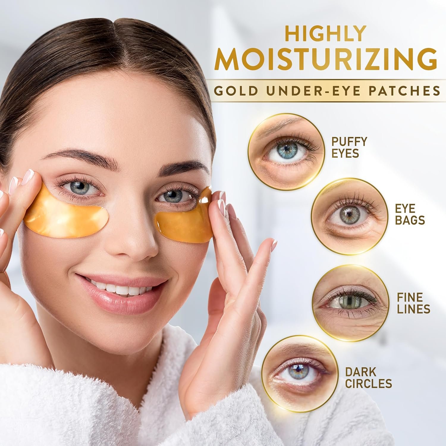 PatchRx 24K Gold Under Eye Patches for Puffy Eyes and Dark Circles with Pure Collagen, Eye Gel Pad Masks for Reducing Eye Bags, Puffy Dark Circles, Wrinkles, and Fine Lines- 36 Pairs - Image 3