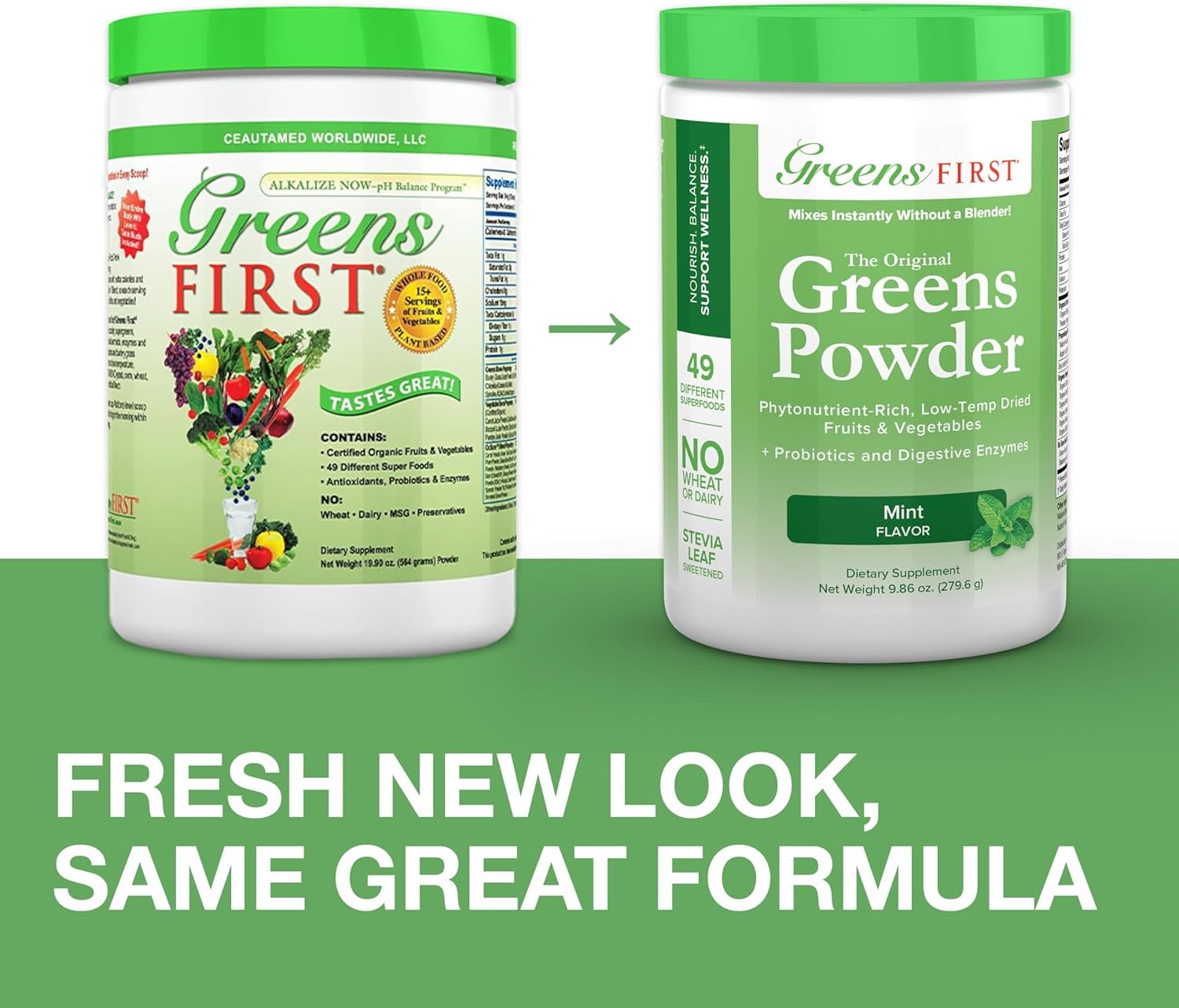Greens First - Mint - 30 Servings - Greens Powder Superfood, 49 Superfoods, 15+ Organic Fruit & Vegetables, Antioxidant Smoothie Mix Supplement, Dairy Free, Vegan & Non-GMO - 9.86 oz - Image 3