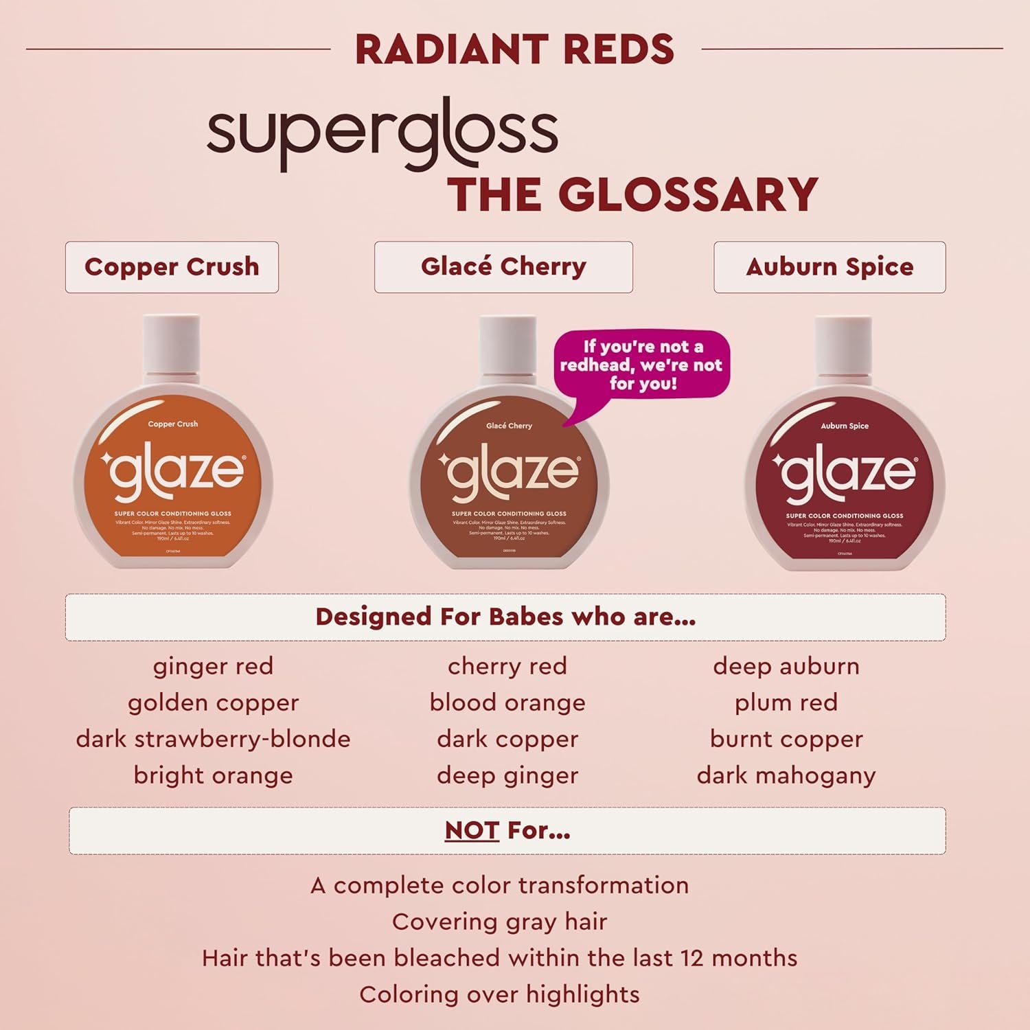 Glaze Conditioning Gloss - Tinted Moisturizer for Vibrant Red/Auburn Hair - Boosts Color, Repairs Damage & Adds Mirror Shine - Glace Cherry, 6.4 oz - Image 5