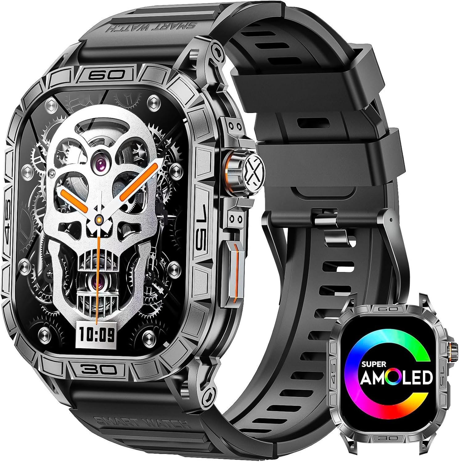 Smart Watches for Men 1.96” Big Screen AMOLED Always On Display Answer Call Fitness Tracker with Heart Rate Sleep Monitor Pedometer Full Touchscreen Tactical Smartwatch Compatible for iPhone Android - Image 2