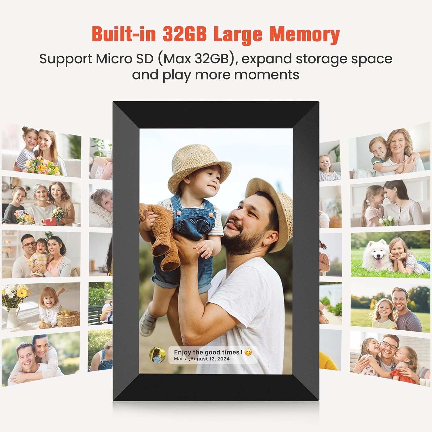 Frameo 10.1 Inch WiFi Digital Picture Frame with 32GB Memory, 1280 x 800 IPS Touch Screen Smart Electronic Photo Frame, Wall Mountable, Auto-Rotate, Share Photos/Videos Via Frameo App from Anywhere - Image 4