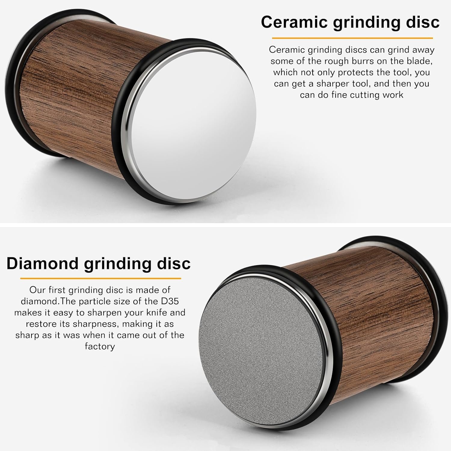 Rolling Knife Sharpener Kit, Roller Knife Sharpener with Industry Diamonds and Ceramic Discs, Knife Sharpening Tool for Kitchen Knives with 15 & 20 Degrees, Full Knife Sharpener - Image 5