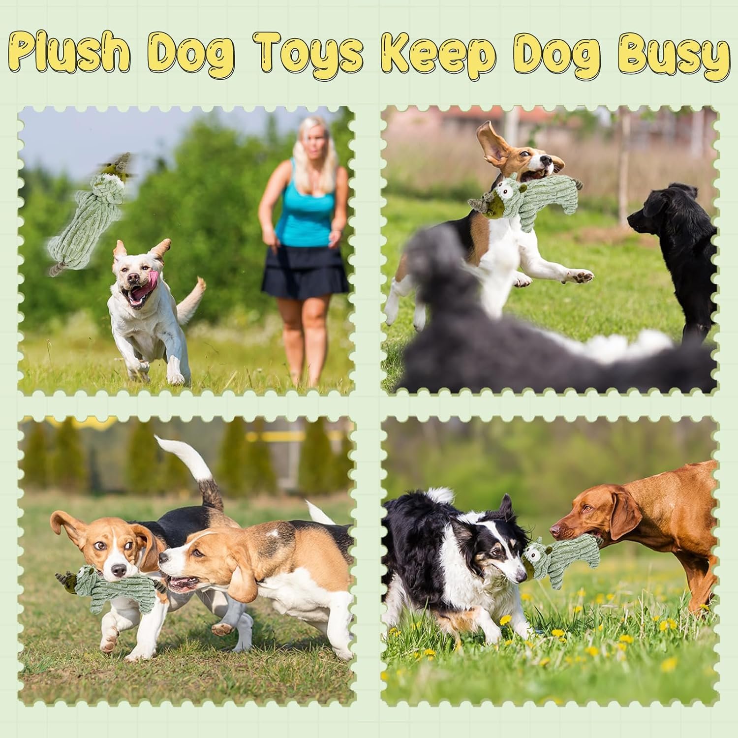 Squeaky Dog Toys for Small Dogs, Cute Plush Dog Toys with Crinkle Paper, Interactive Dog Chew Toys for Puppy, Small, Middle Dogs (Rhinoceros) - Image 5