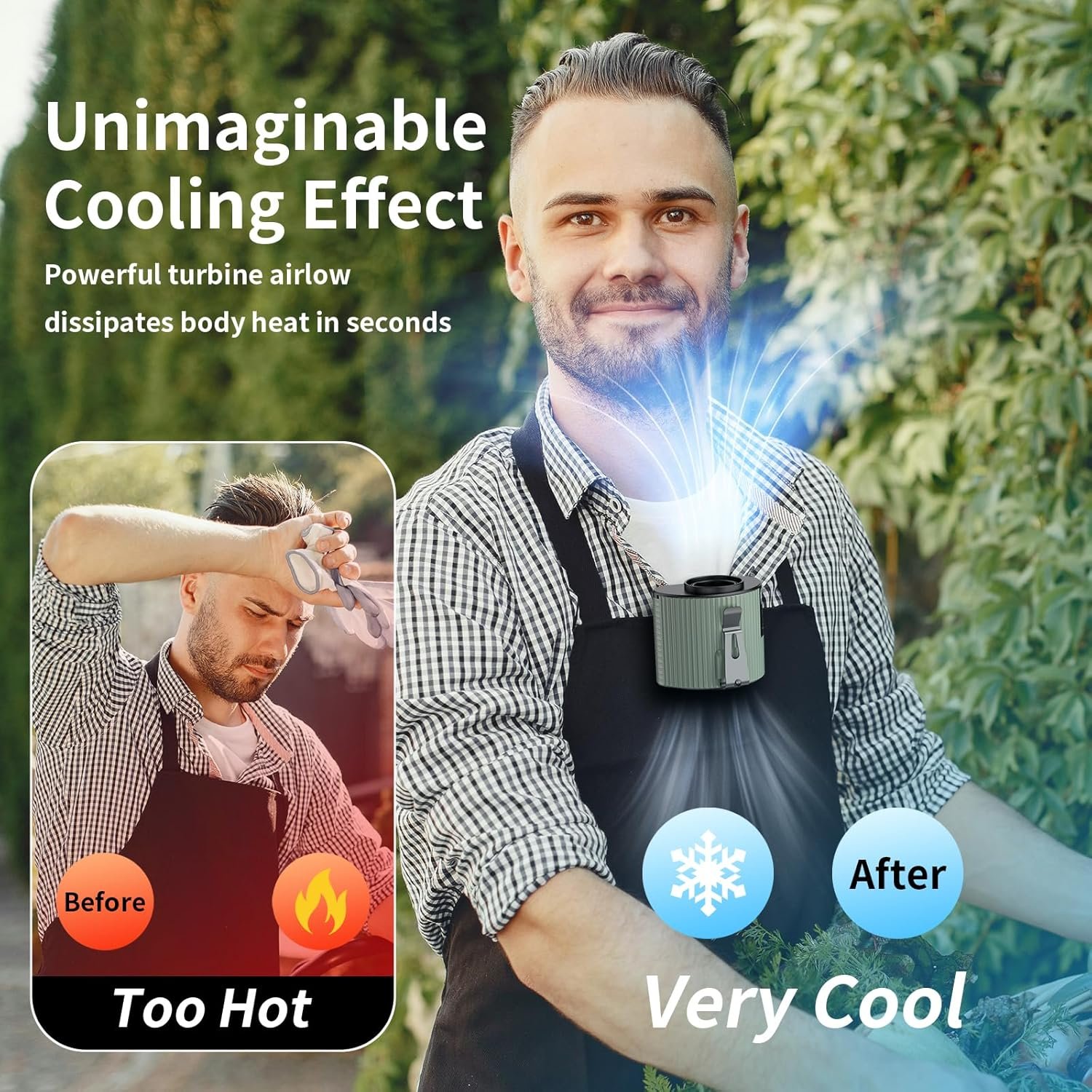 Socool 4000mAh Portable Waist Fan Clip on Wearable Belt Personal Fan Rechargeable Battery operated With 5 Speeds & Flashlight Neck Fan Hands-Free 20H Cooling For Outdoor Camping Travel - Image 8