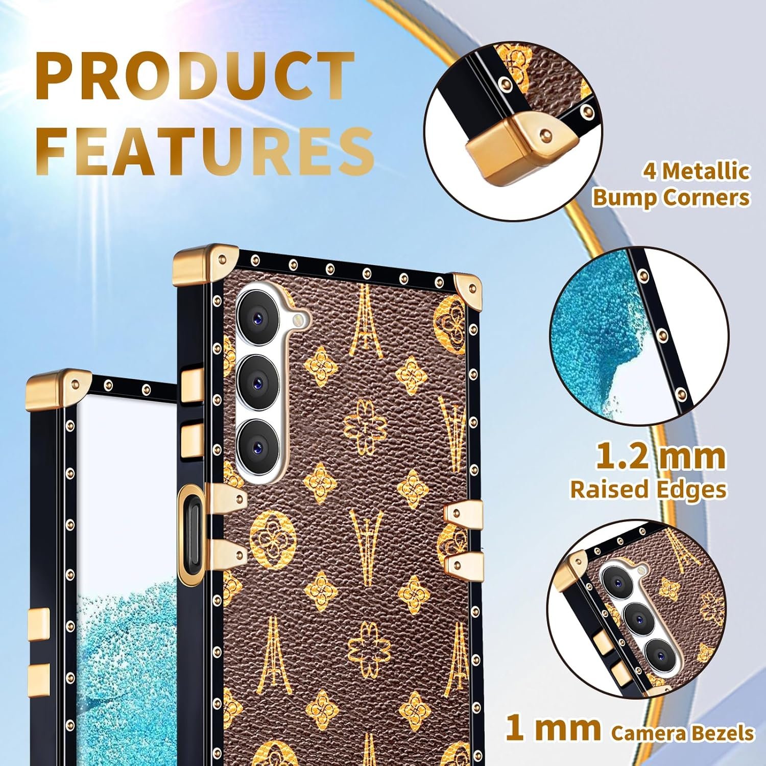 Loheckle for Samsung Galaxy A14 5G Case for Women, Designer Cases for Samsung A14 5G Case with Ring Stand Holder and Lanyard, Stylish Tower Luxury Cover for Galaxy A14 5G 6.6 Inch - Image 6