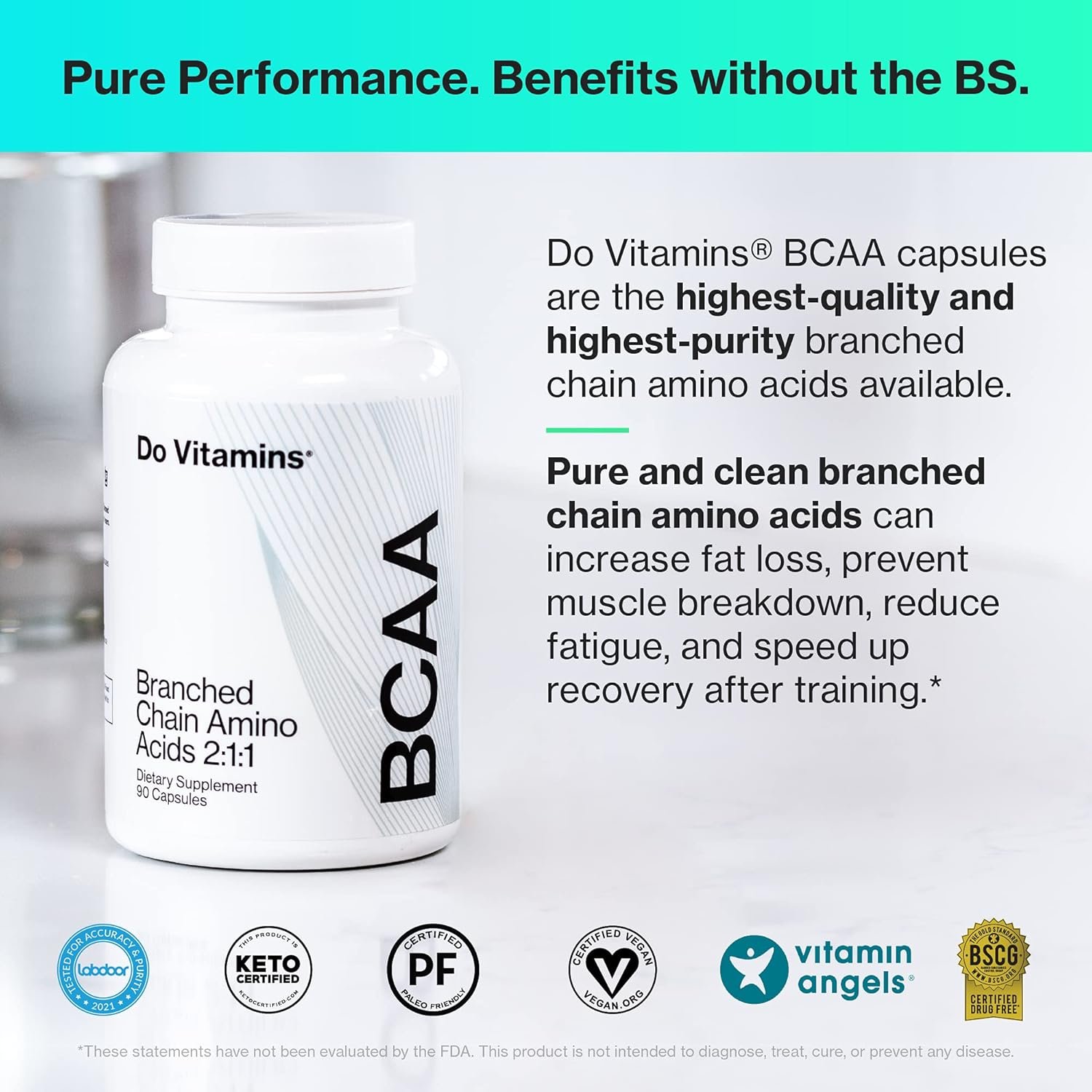 Branched Chain Amino Acids (BCAA) Capsules, Vegan AjiPure BCAAs, #1 on Labdoor, 2:1:1, 2100 mg, Amino Acids Supplement, Keto, Paleo, Third-Party Tested, 90 Count - Image 4