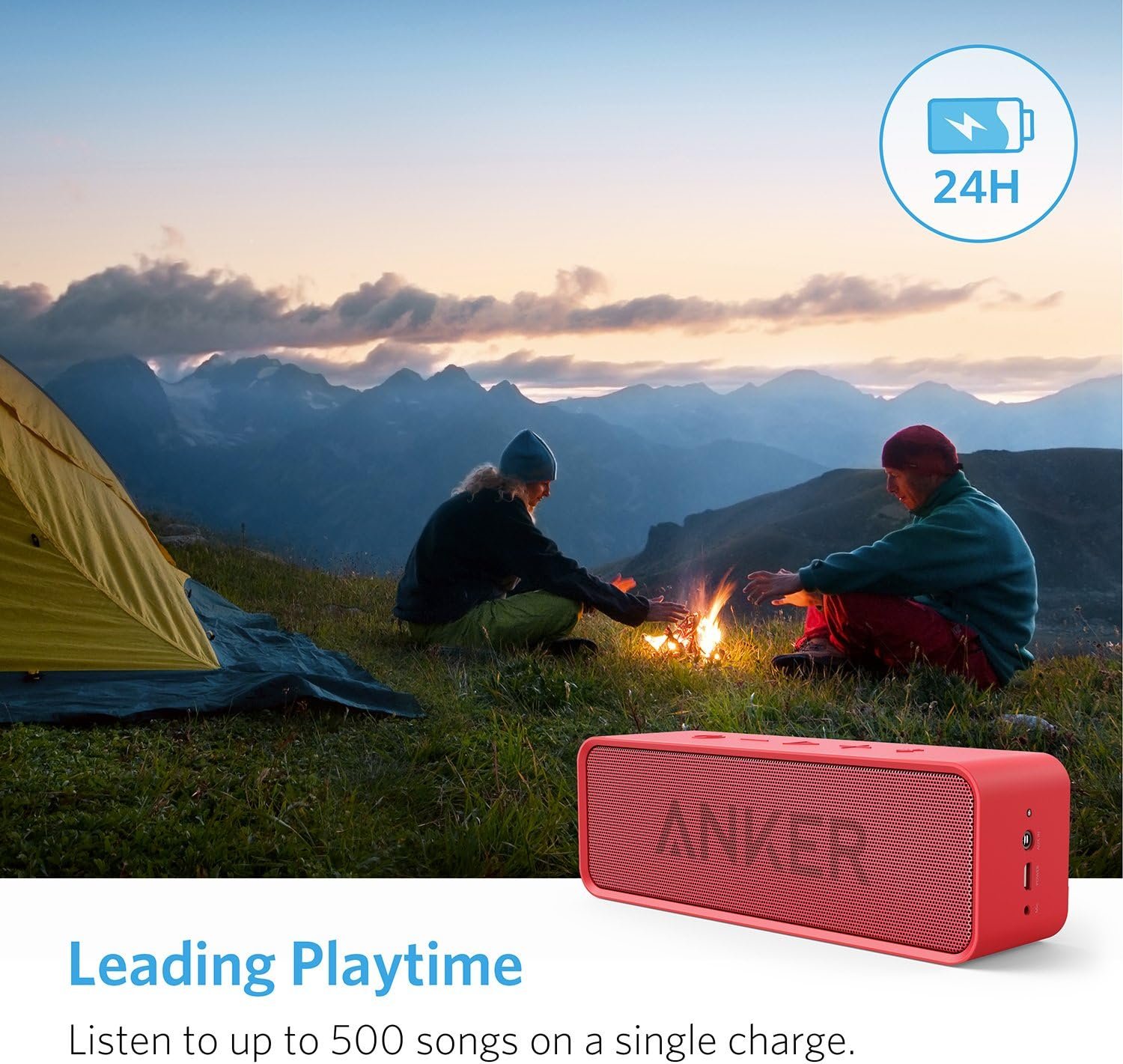 Anker Soundcore Portable Wireless Bluetooth Speaker with 24-Hour Playtime, 66ft Range, 10W Stereo Sound, Rich Bass, Built-in Mic, Ideal for iPhone, Samsung, Traveling, Shower Use, and More - Red - Image 5